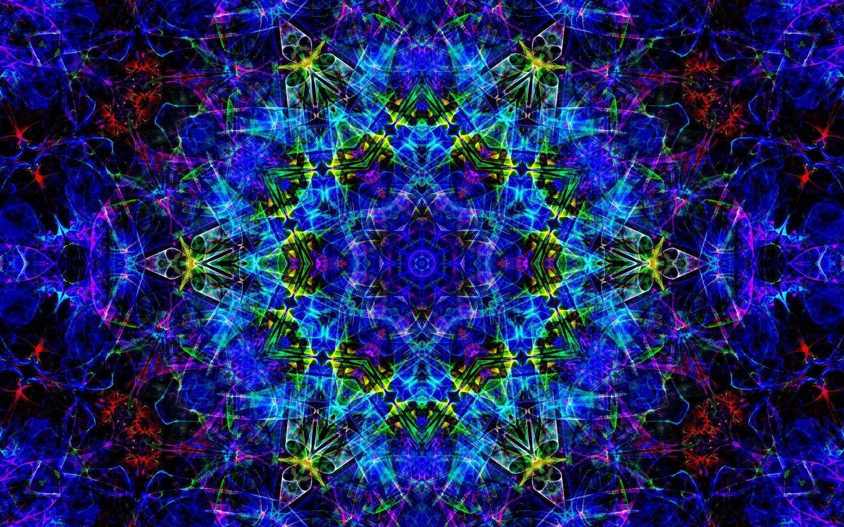 1680x1050 Blue and red kaleidoscope, abstract, symmetry, fractal