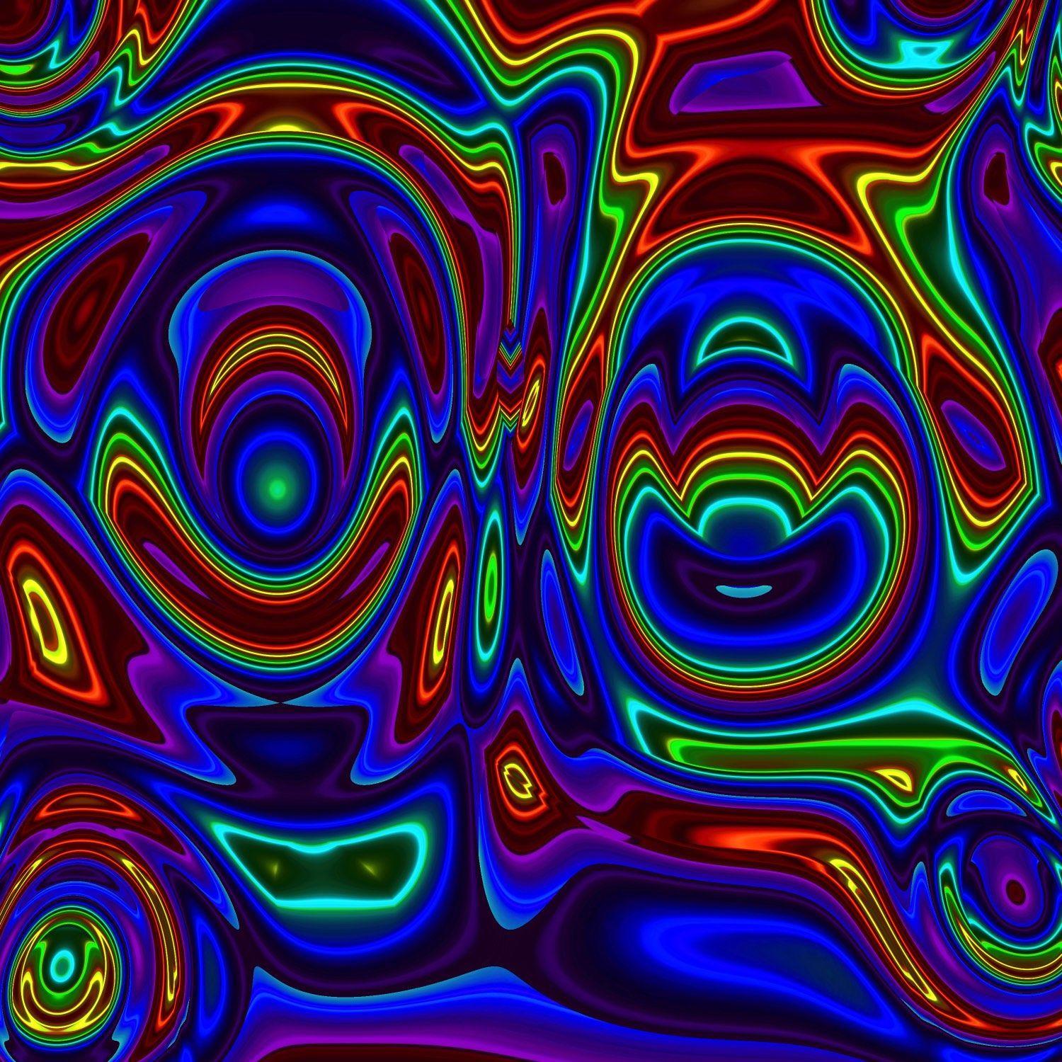 1500x1500 Mandala, Fractal, psychedelic wave particle rainbow colors