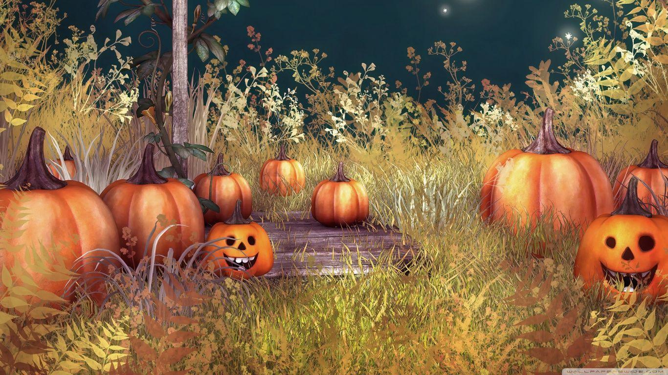 1366x768 Halloween Pumpkins ❤ 4K HD Desktop Wallpaper for 4K Ultra