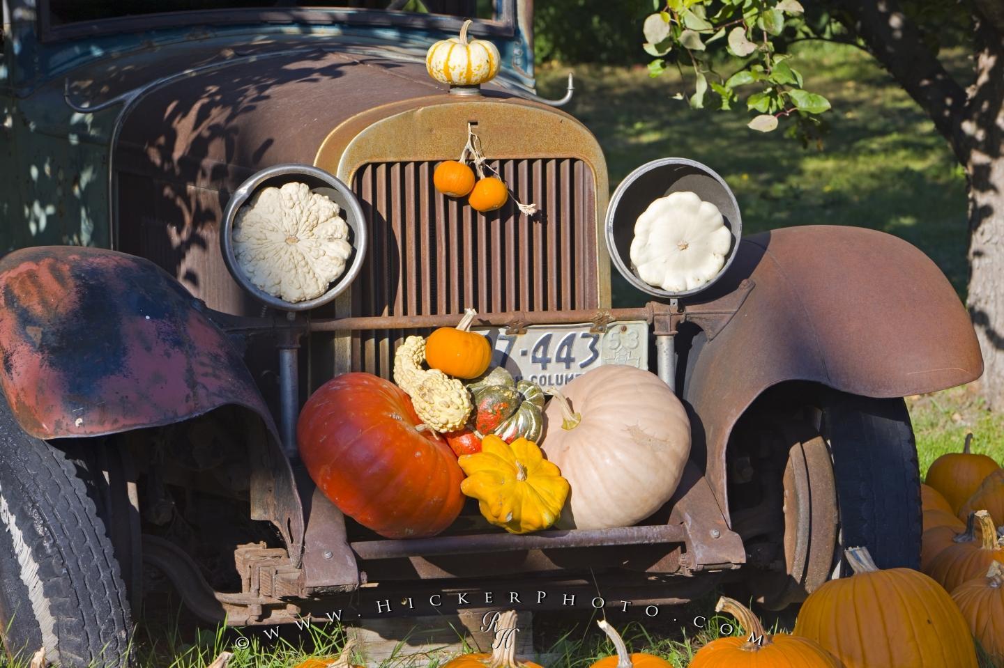 1440x959 Free wallpaper background: Vintage Car Pumpkins Squash