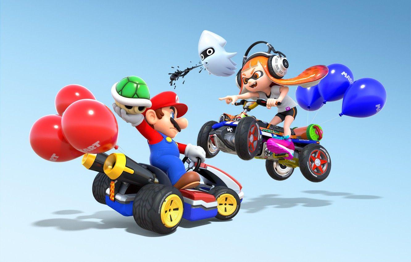 1332x850 Wallpaper girl, game, Mario, man, Nintendo, Mario Kart 8