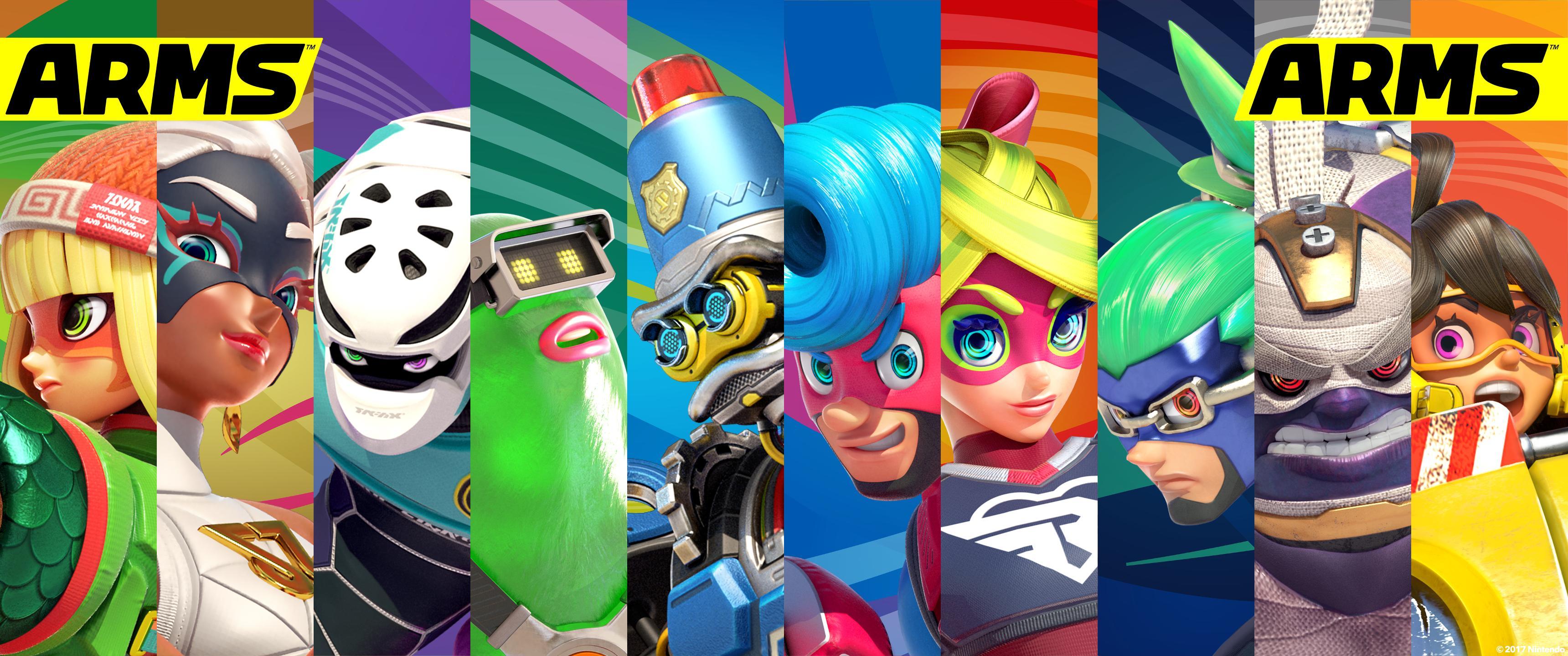 3440x1440 I modified the two Arms wallpaper from Nintendo to fit into one