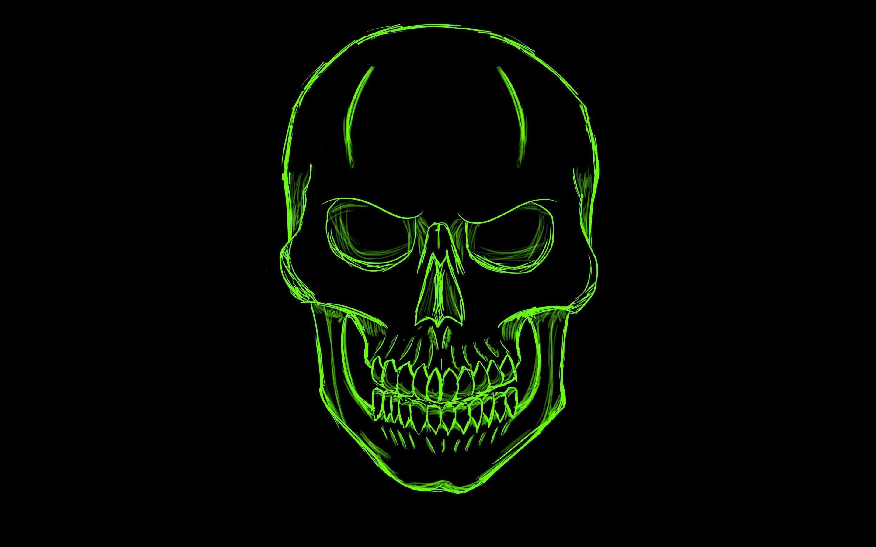 2880x1800 Minimalist Dark Skull HD Wallpaper