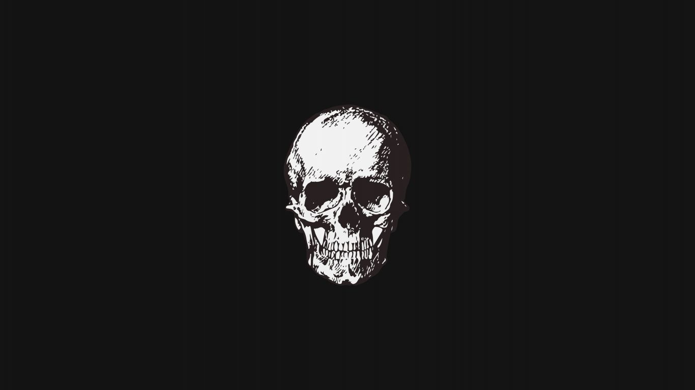 1366x768 Download wallpaper 1366x768 skull, bw
