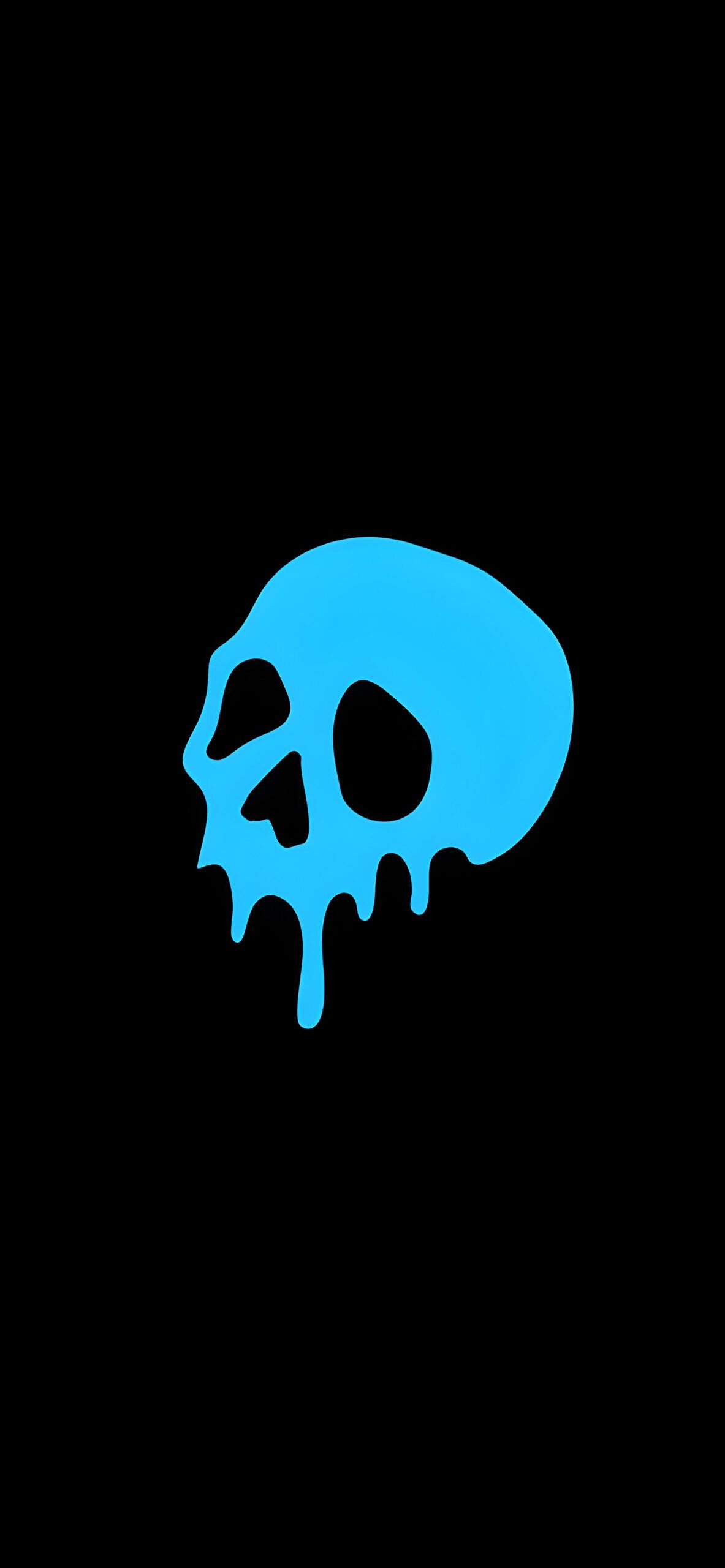 1183x2560 Dripping Blue Skull Dark Wallpaper