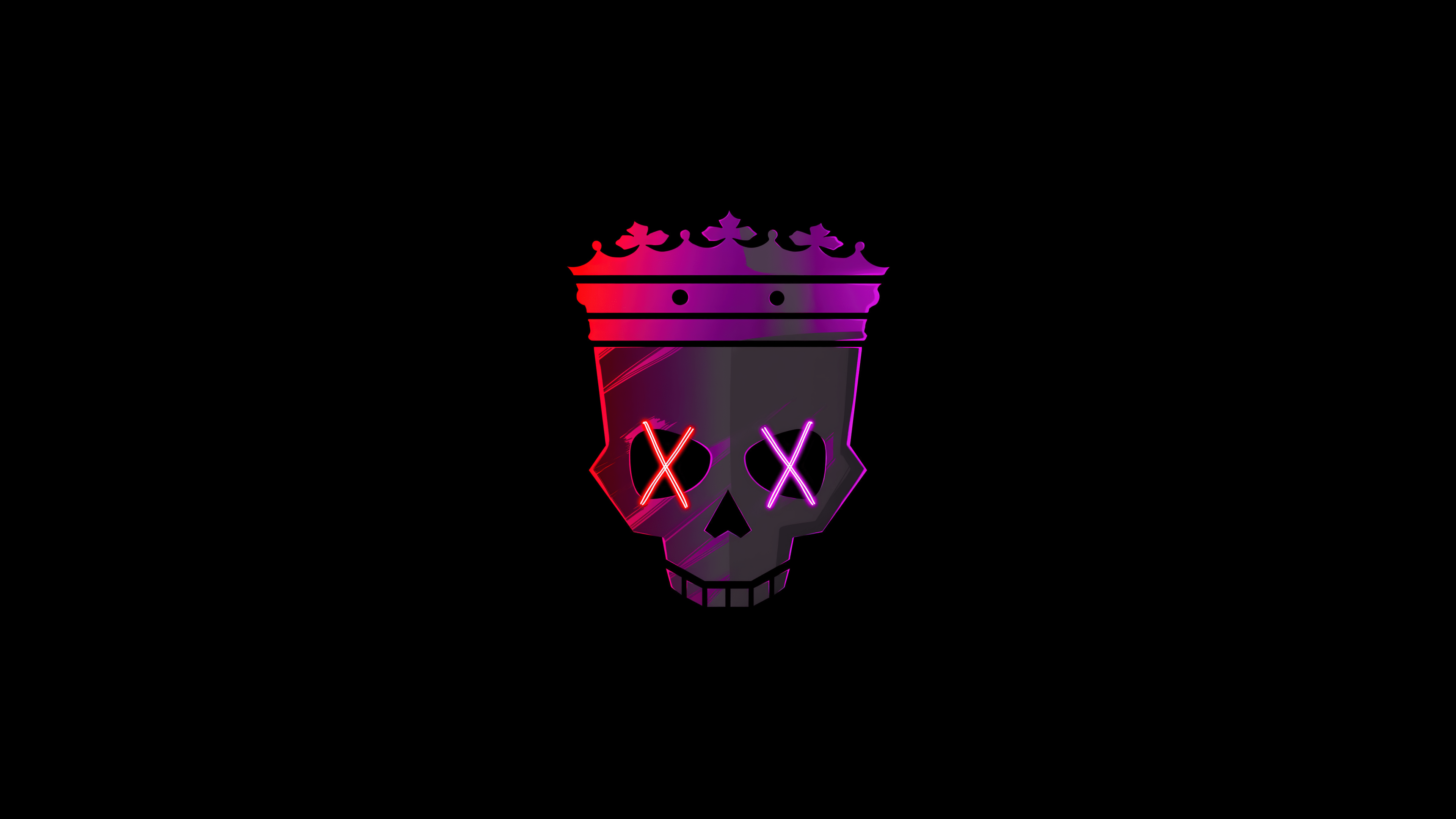 3840x2160 Skull Wallpaper 4K, Neon, Crown