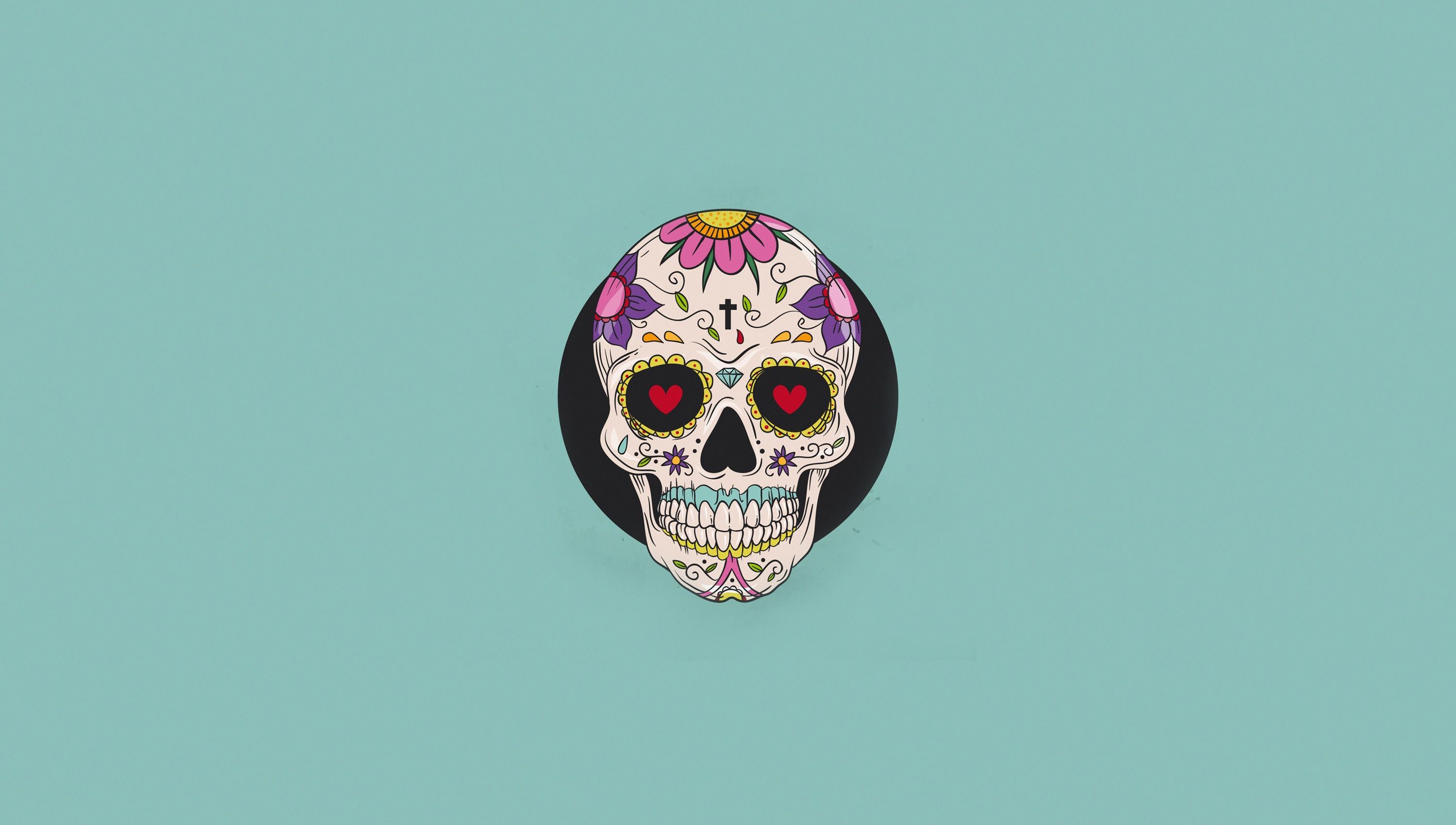 3000x1700 Wallpaper Color, Minimalism, Skull