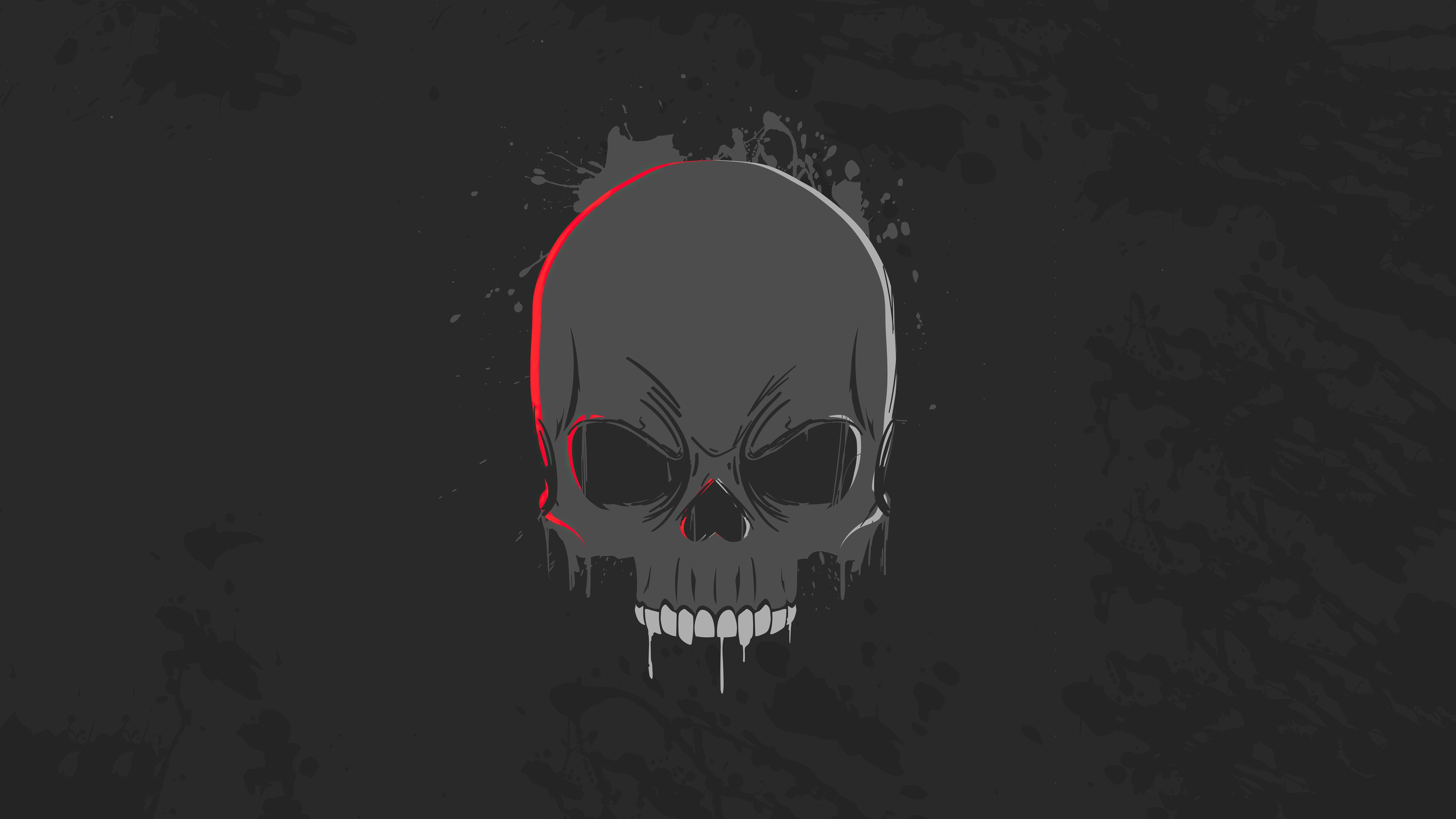 3840x2160 skull, dark, black, minimalism