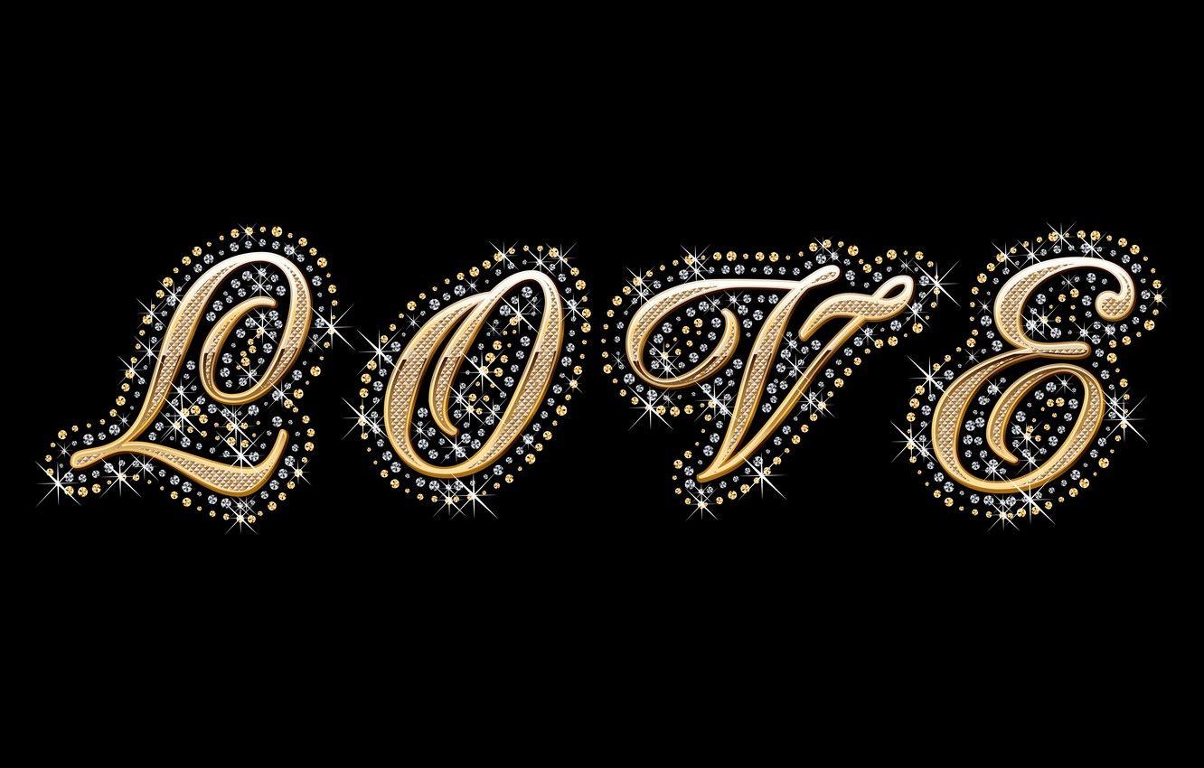 1332x850 Wallpaper love, gold, glamour, luxury, letters, diamonds