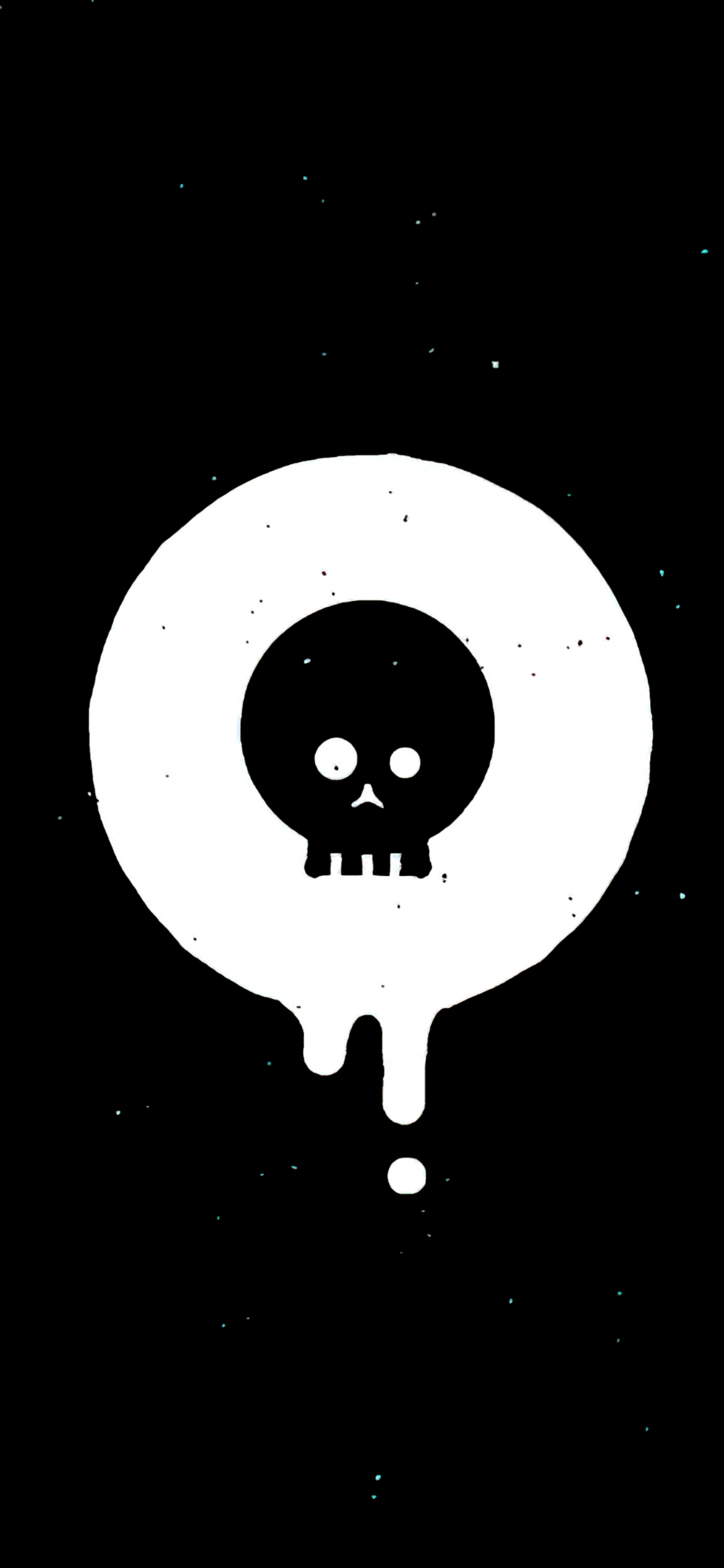 1125x2436 Drippy skull Wallpaper 4K, Black