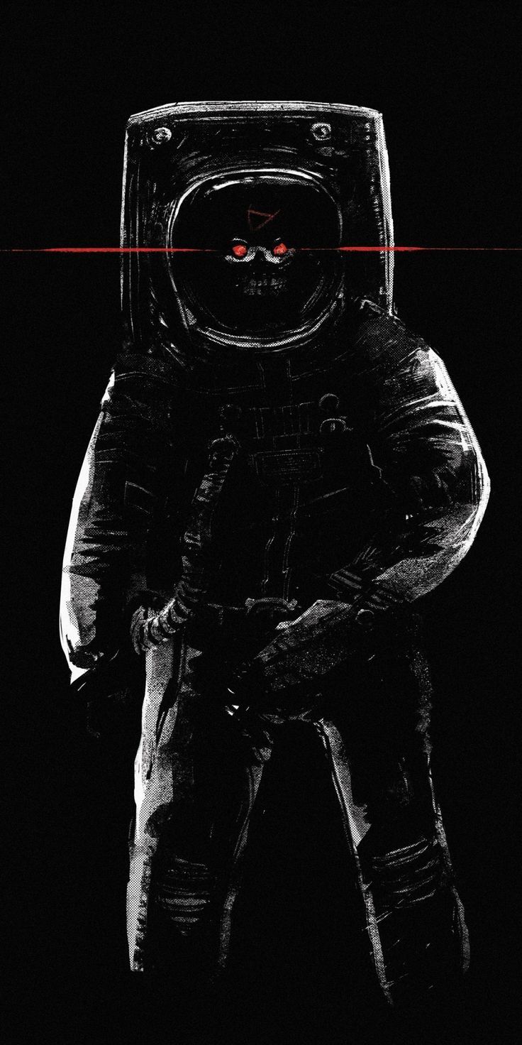 736x1472 Astronaut, dark, minimal, skull