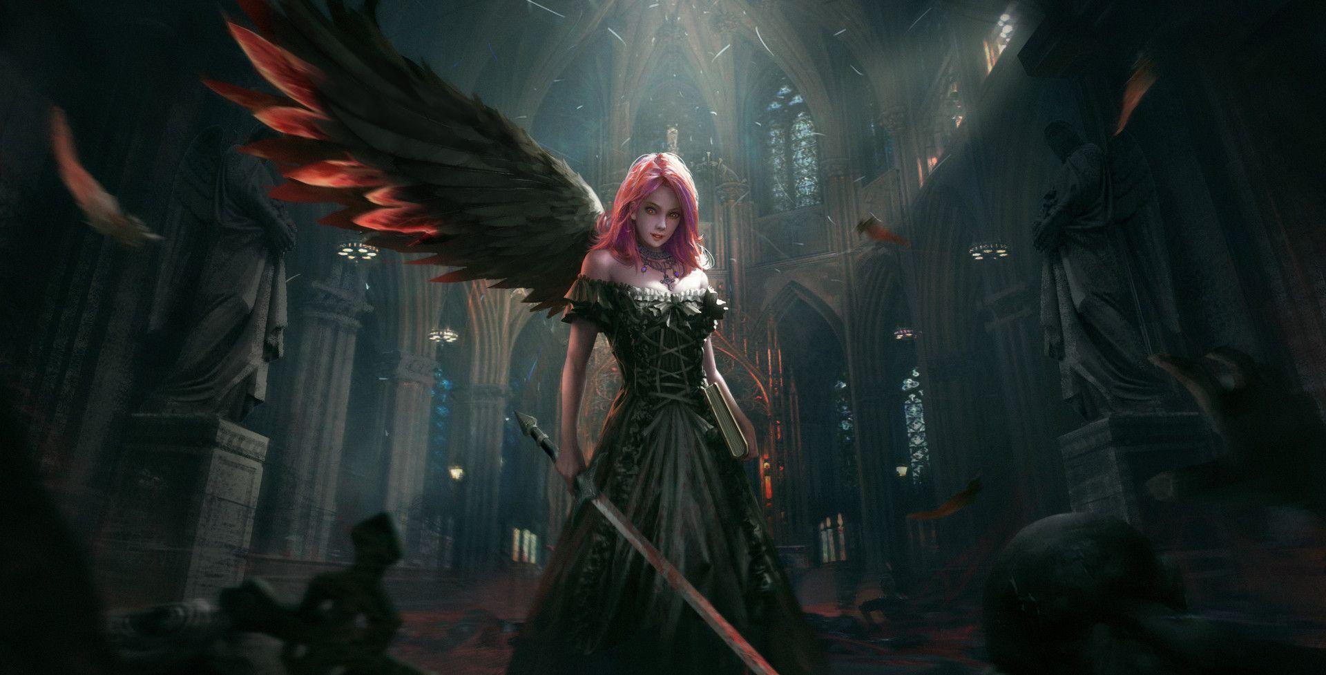 1920x977 Dark Angel, HD Fantasy Girls, 4k Wallpaper, Image