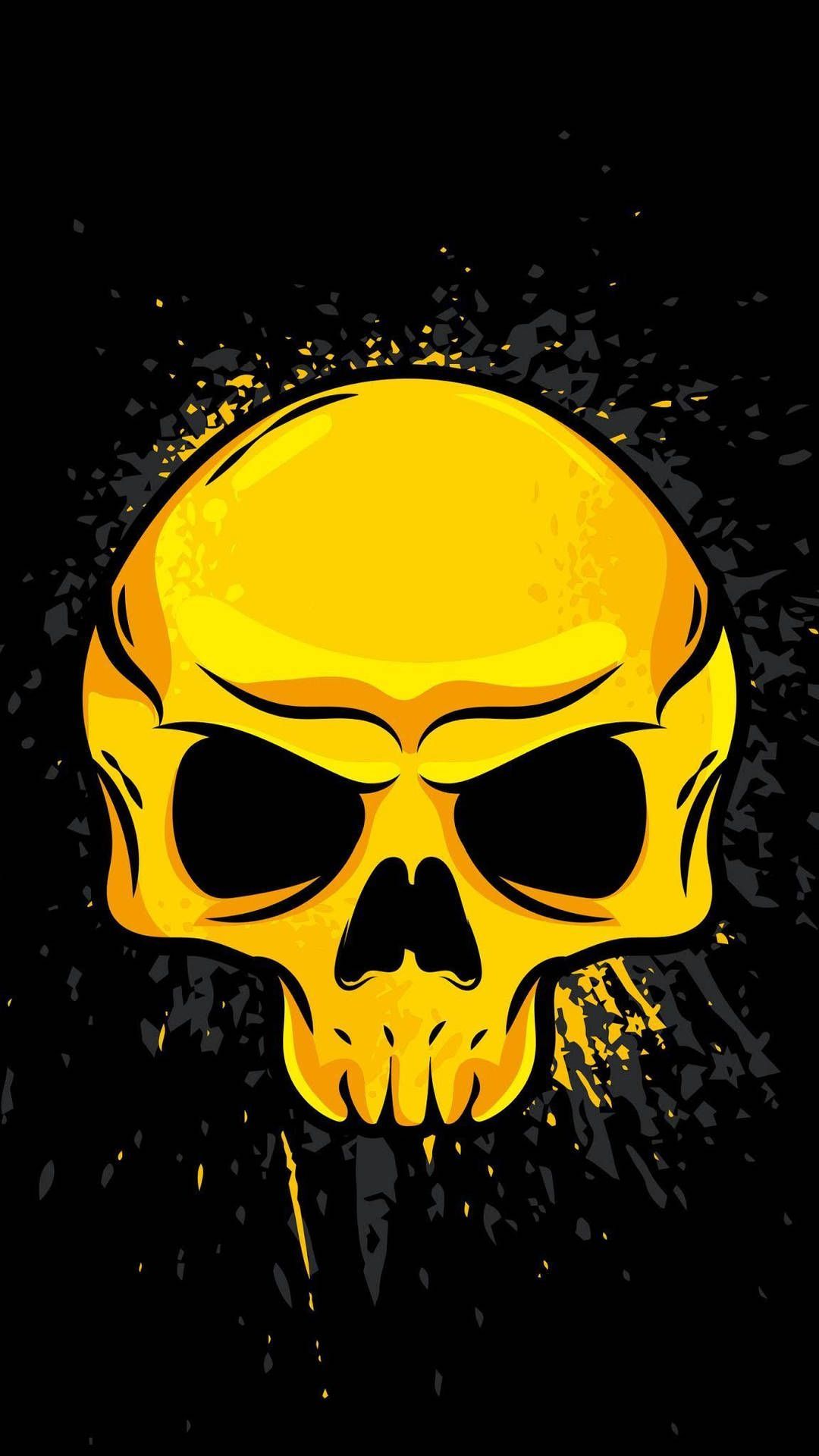 1080x1920 Download Minimalist Tablet Yellow Skull
