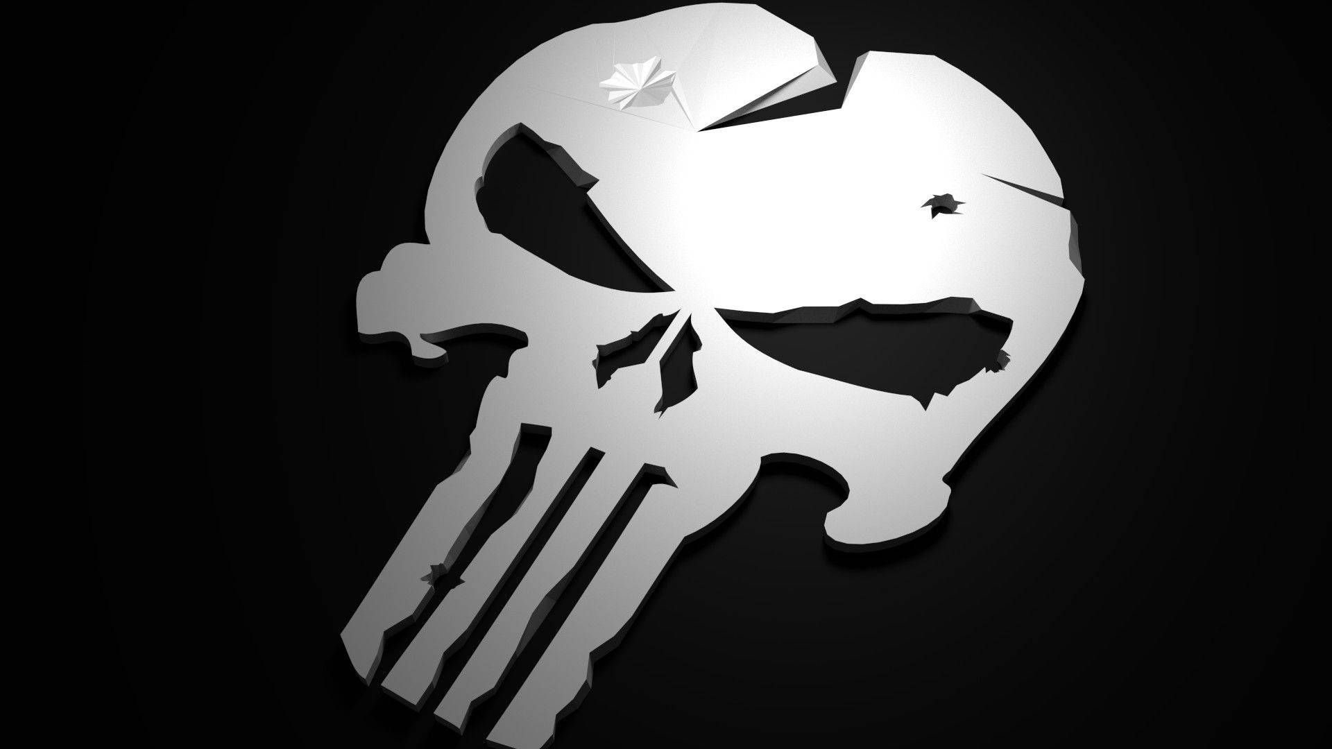 1920x1080 Minimalist Punisher Skull 3D Top
