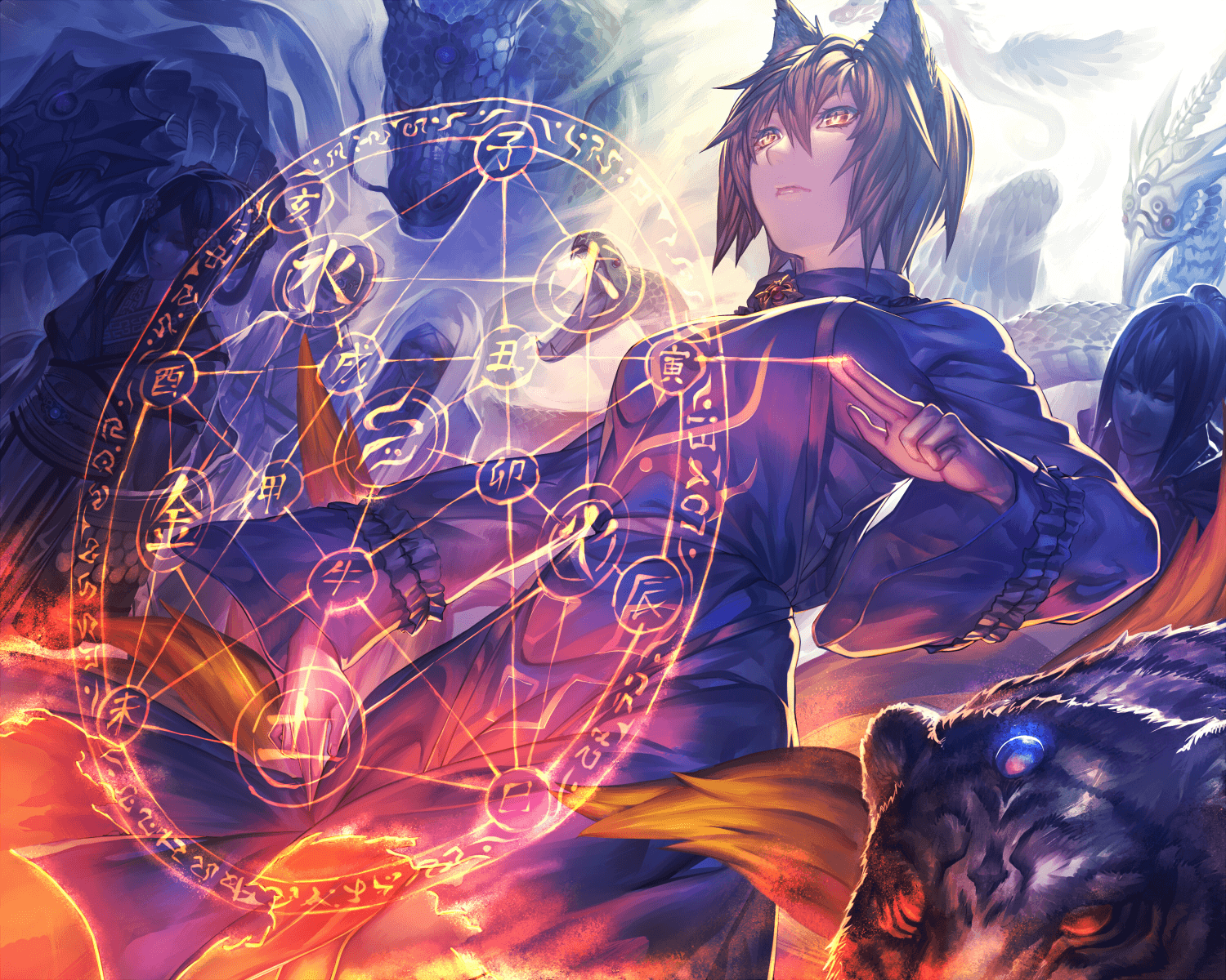 1500x1200 animal animal ears ant of spirit dragon foxgirl magic tail tiger