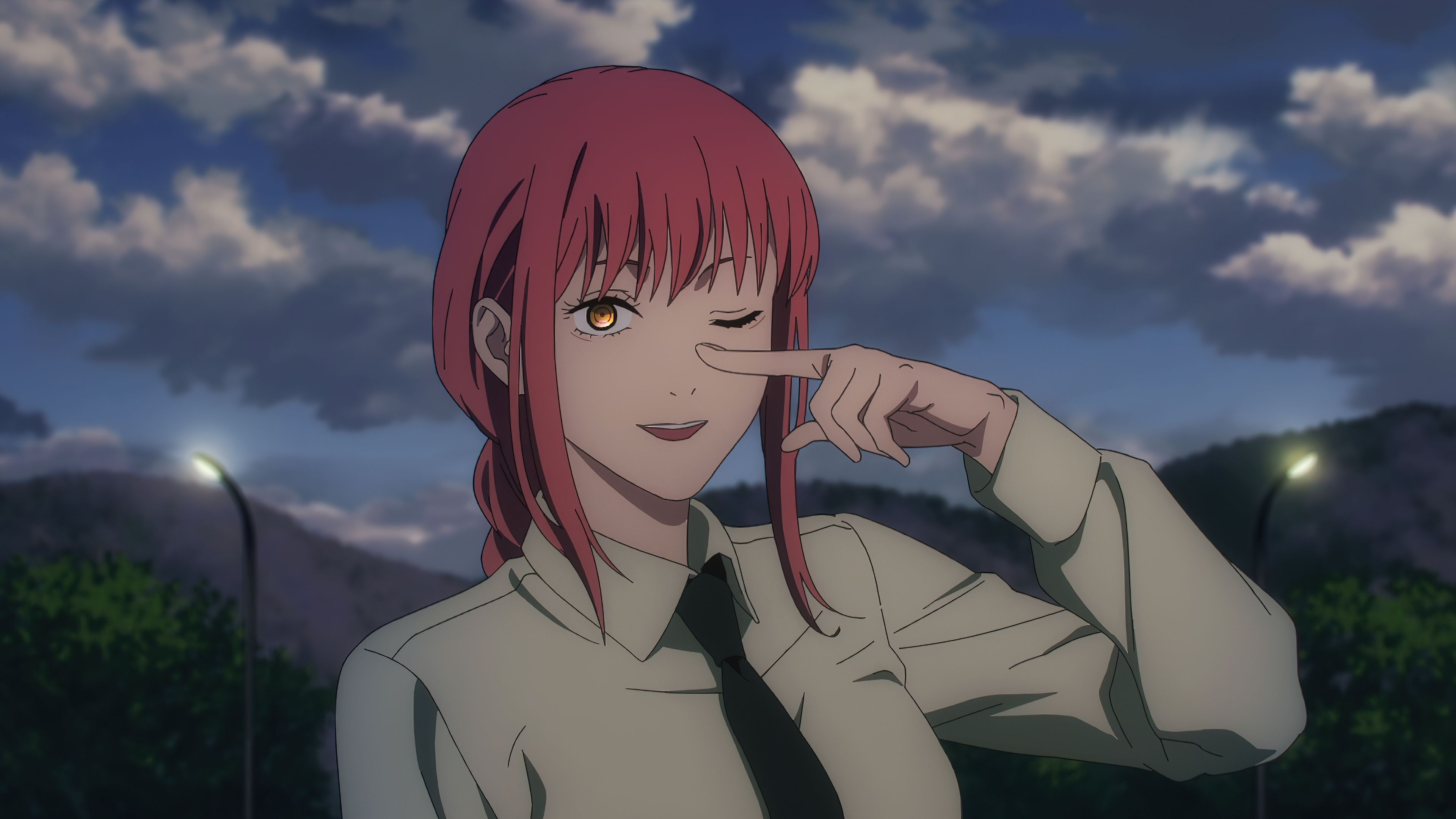 3840x2160 one eye closed, anime, Chainsaw Man, 4K