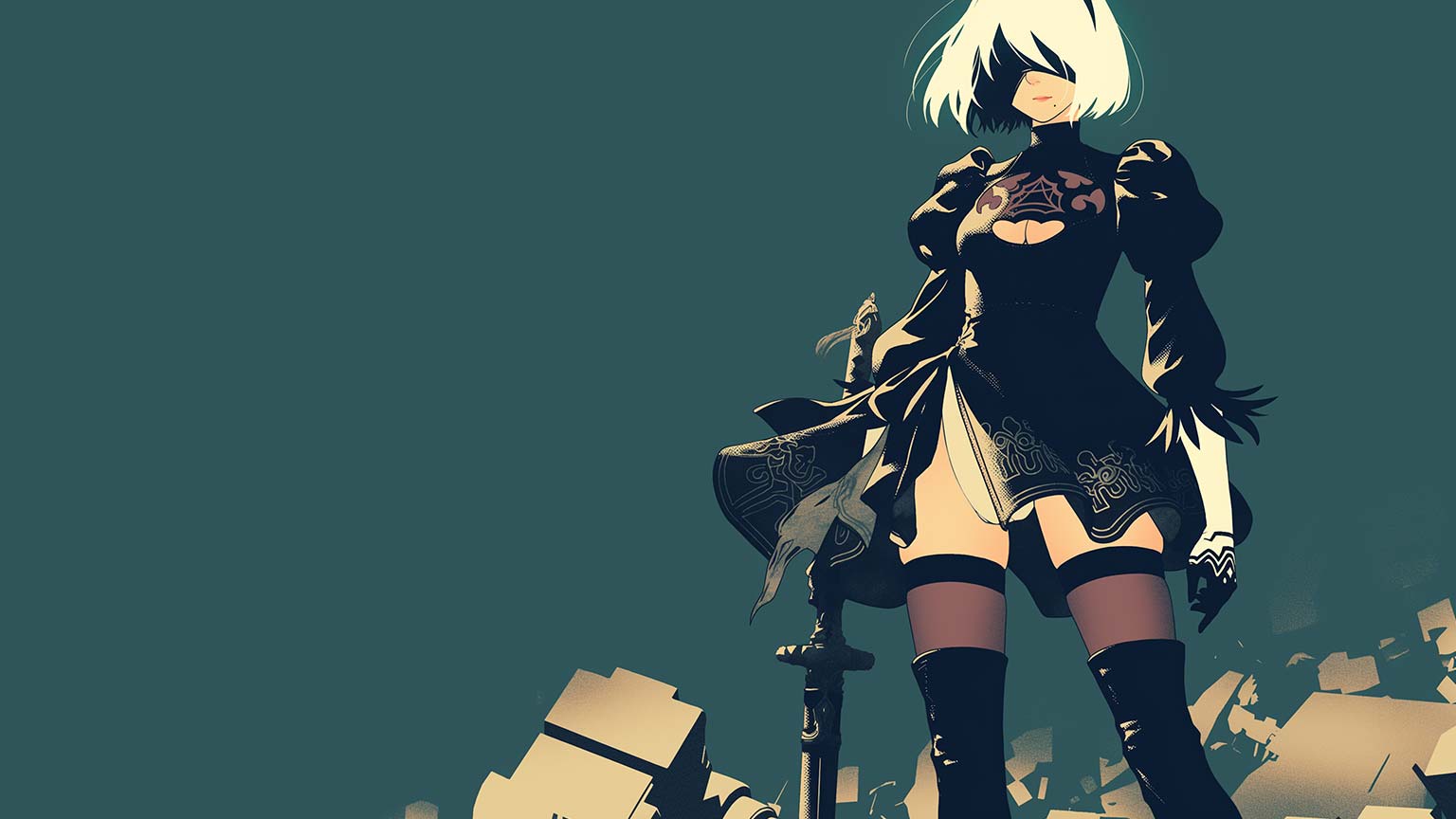 1536x864 Nier Automata 2B Desktop Wallpaper