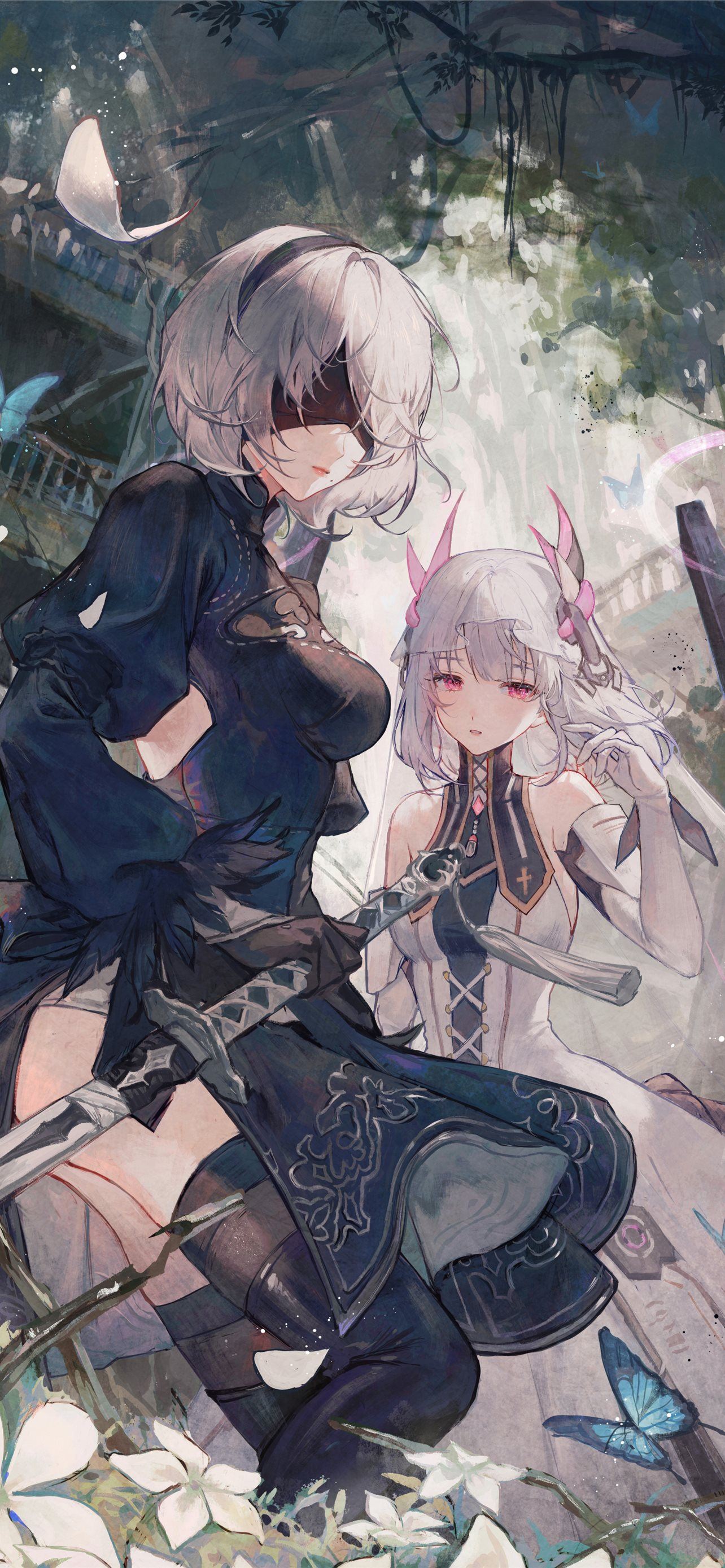 1284x2778 Video Game Art Nier Automata YoRHa 2B