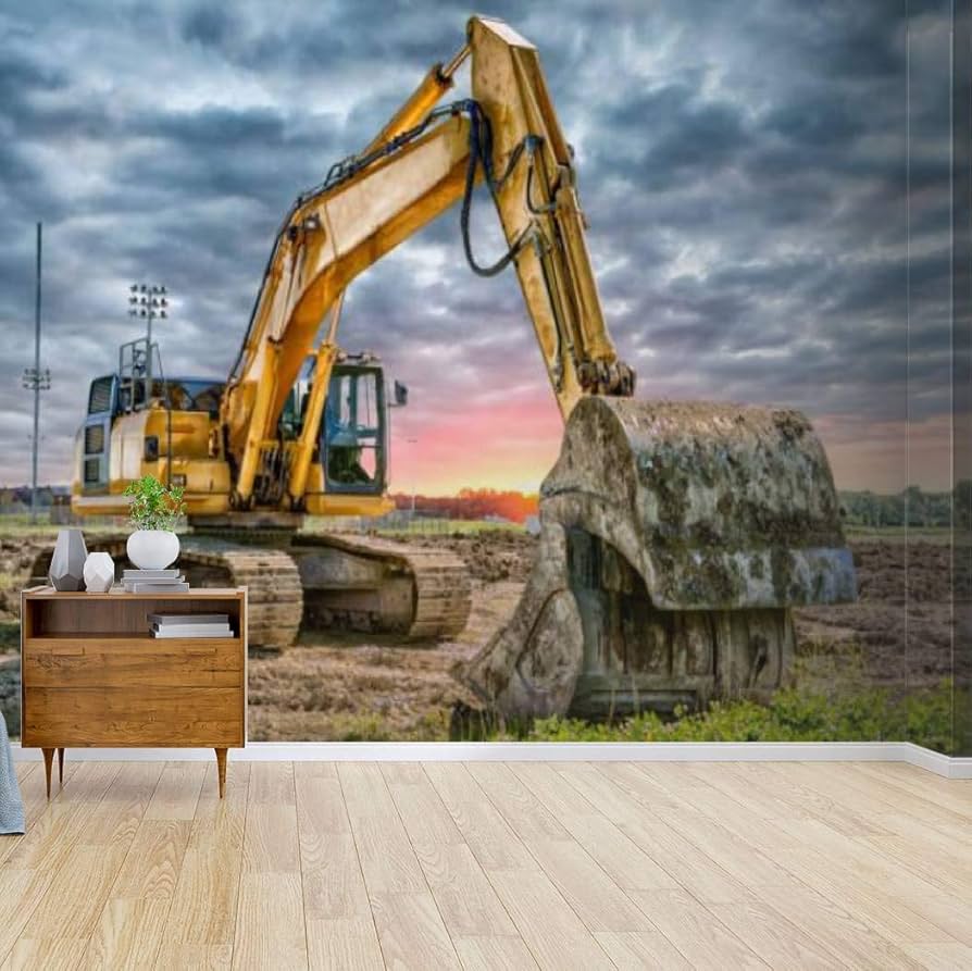 894x893 RECETHROWS Wall Mural Excavator