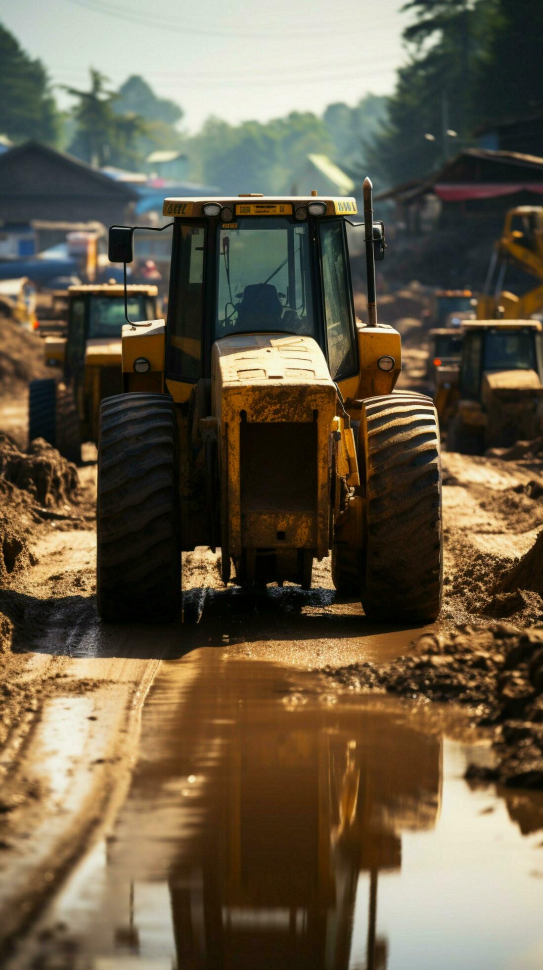 1098x1960 Bustling road construction site