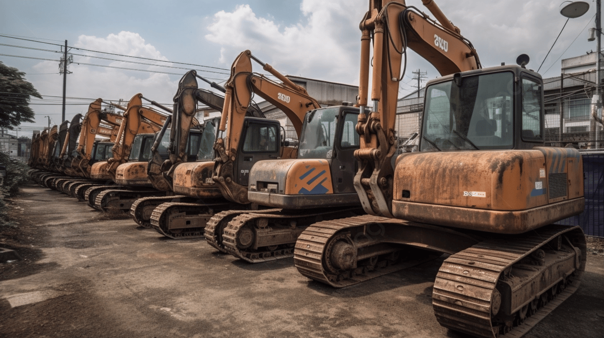 1200x673 Row Of Construction Vehicles Sitting On