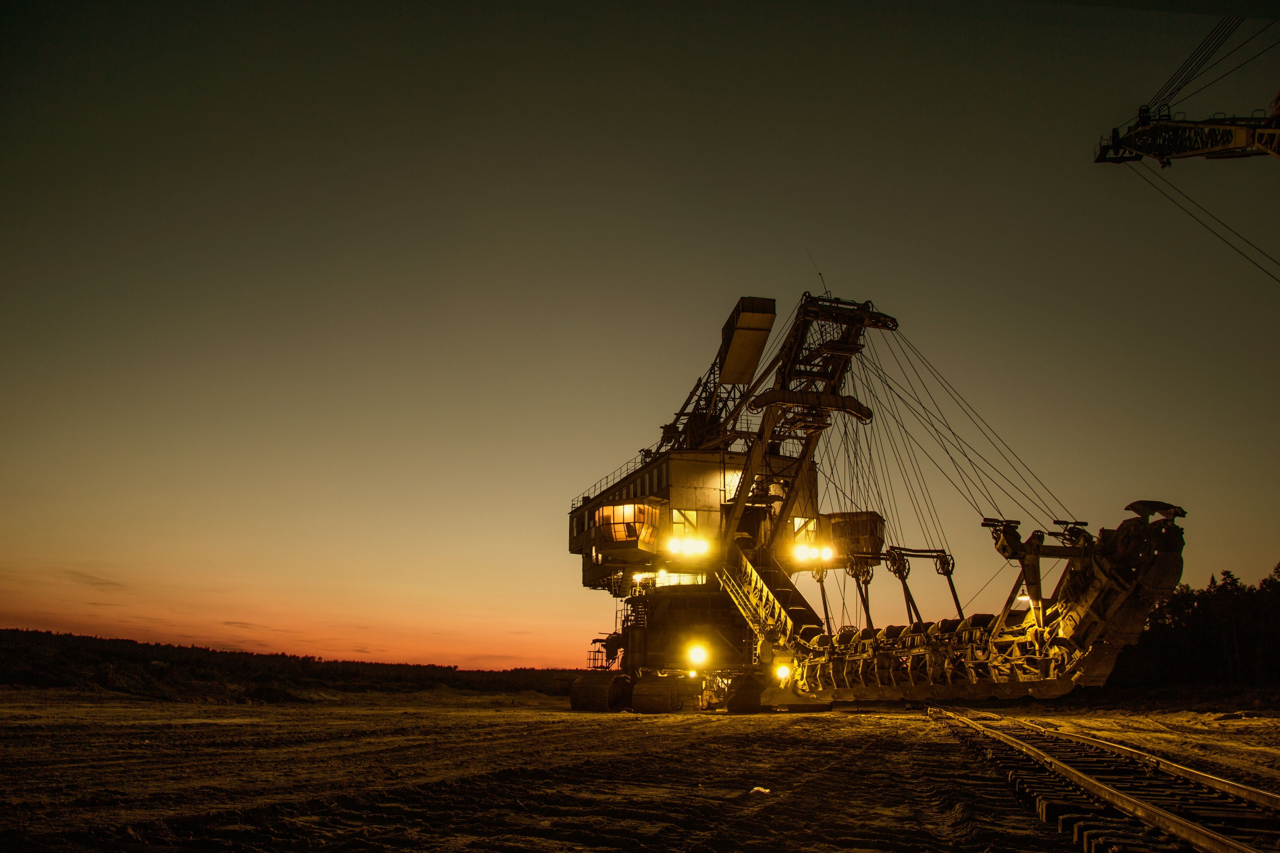 4868x3245 heavy equipment during sunset