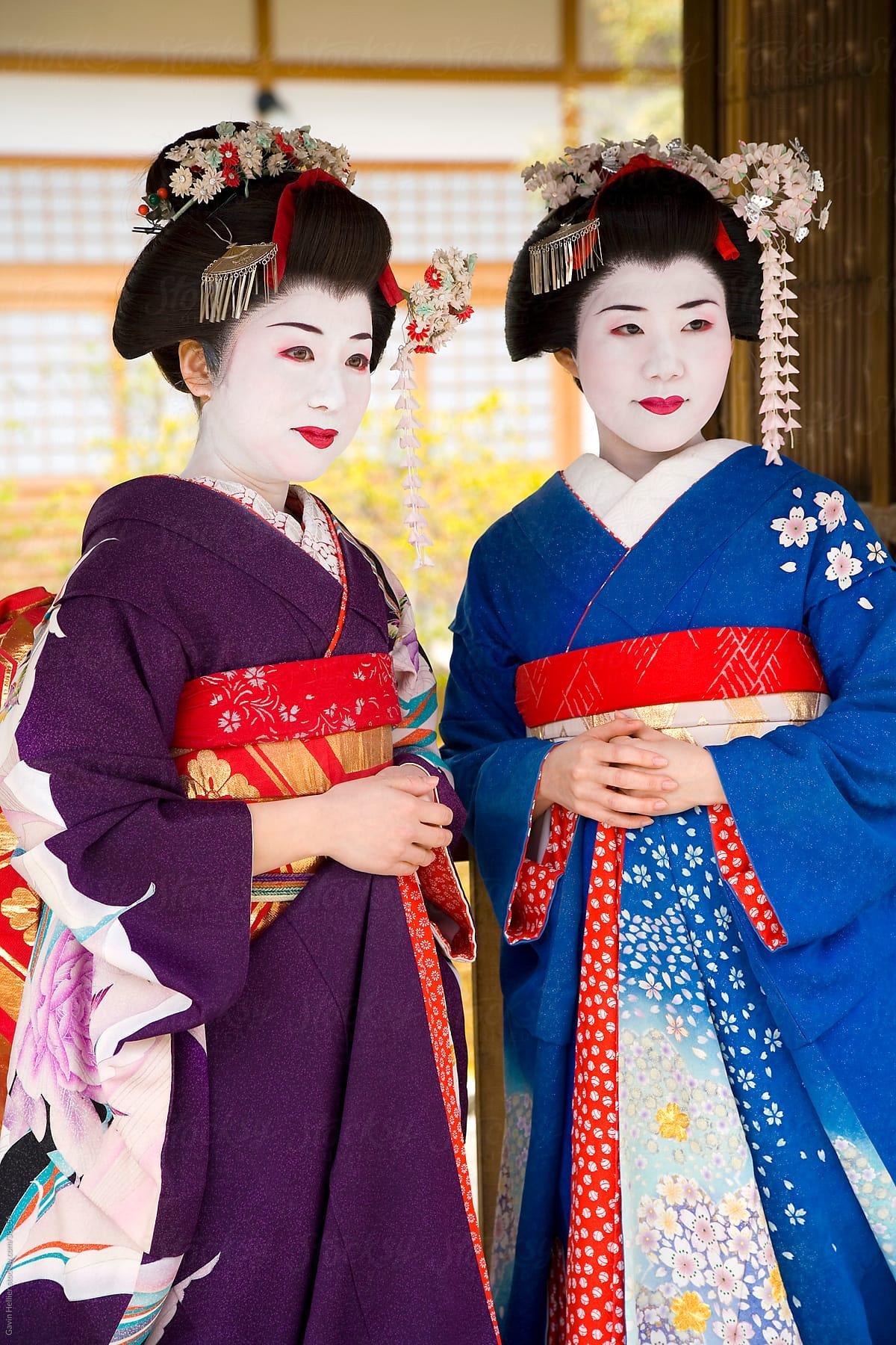 1200x1800 Asia, Japan, Honshu, Kansai Region, Kyoto, portrait of two