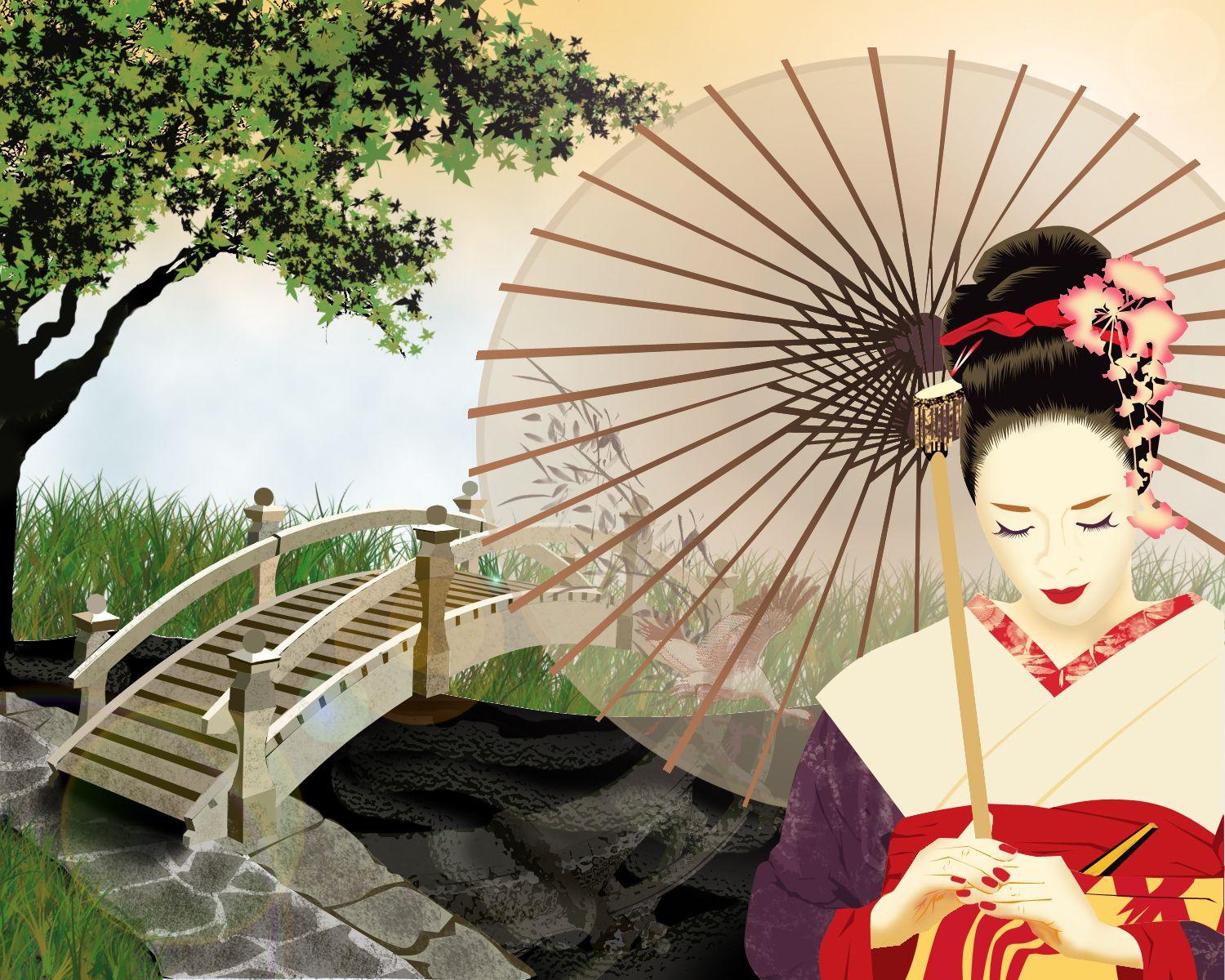 1500x1200 Free download Japanese wallpaper Beautiful Geisha