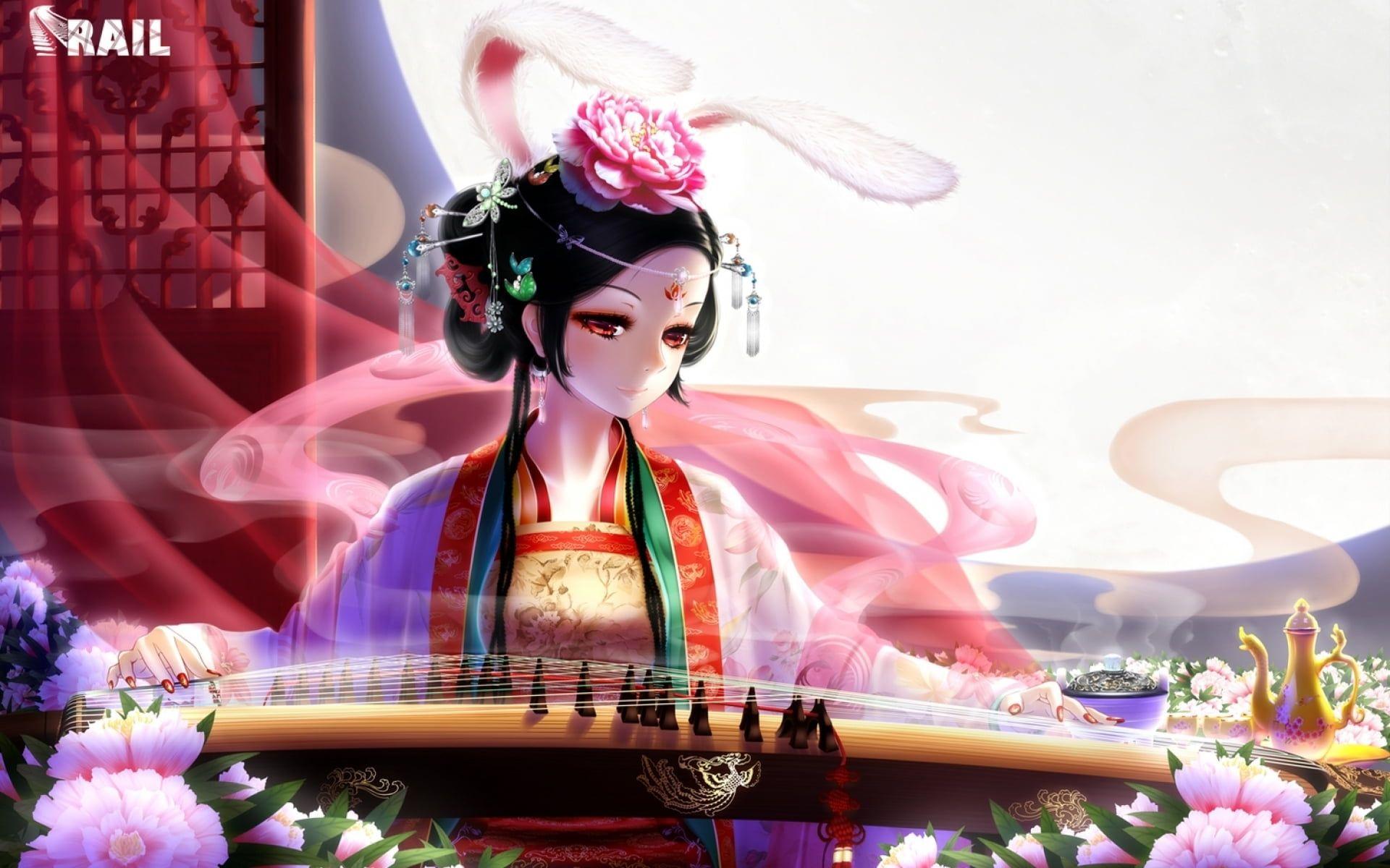 1920x1200 Rail geisha anime character HD wallpaper