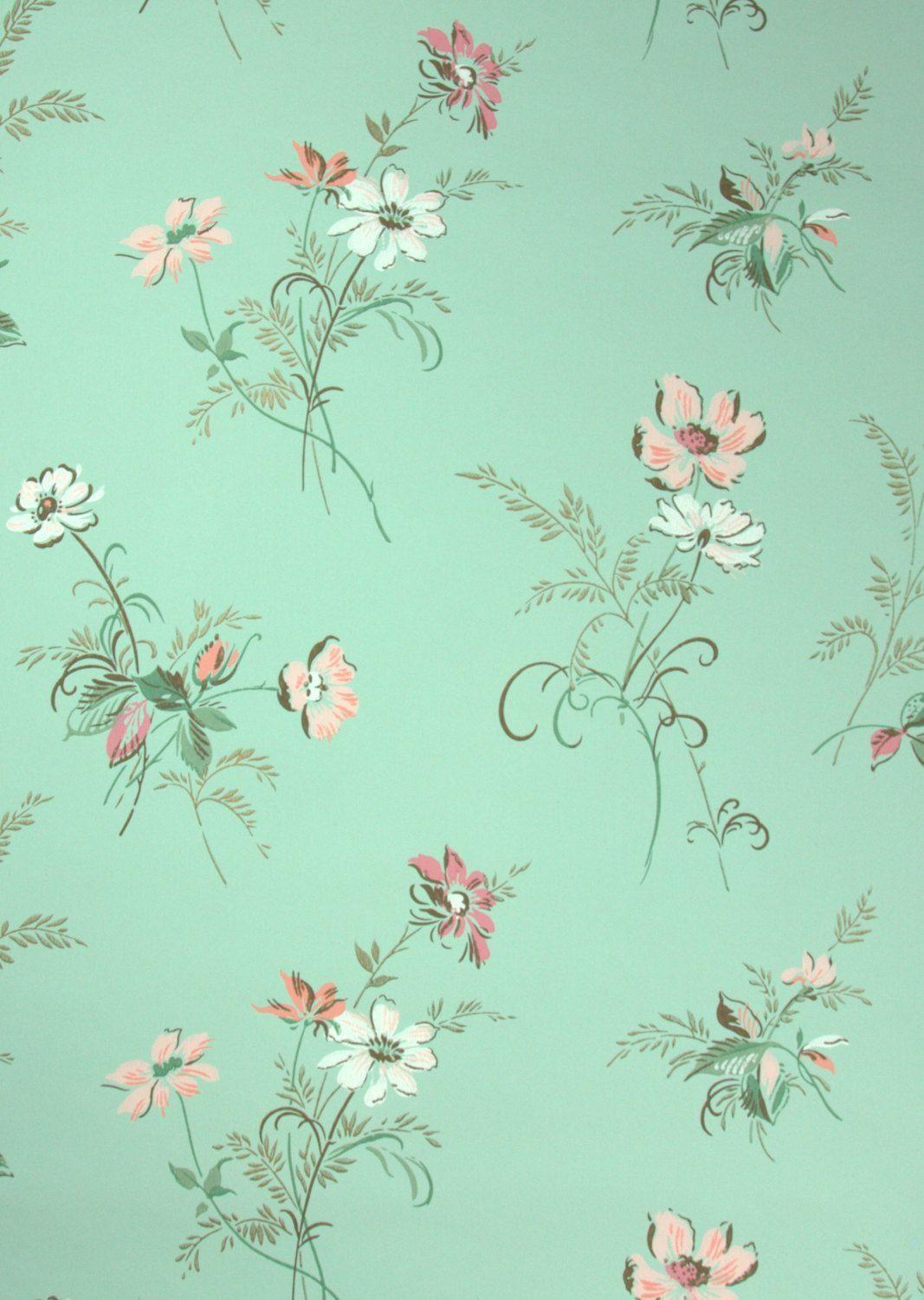 1067x1500 Mint Green Floral Wallpaper