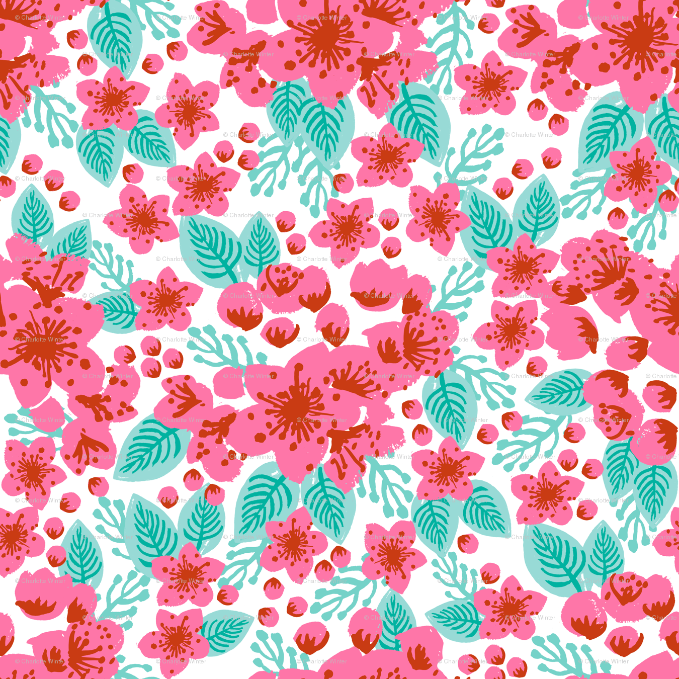 1350x1350 cherry blossoms pink and green flowers florals floral