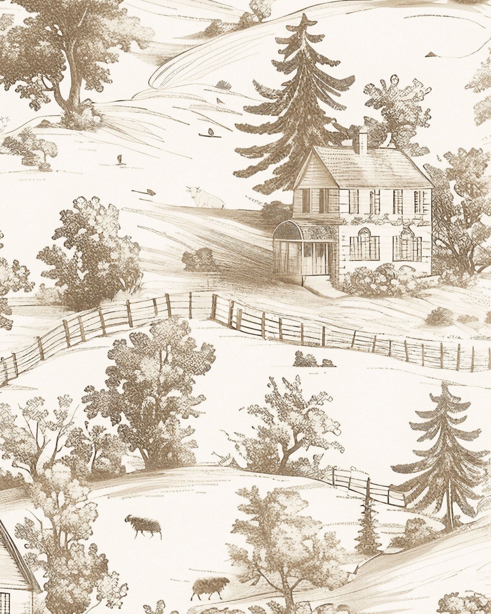 1600x2000 Homestead Wallpaper in Linen White