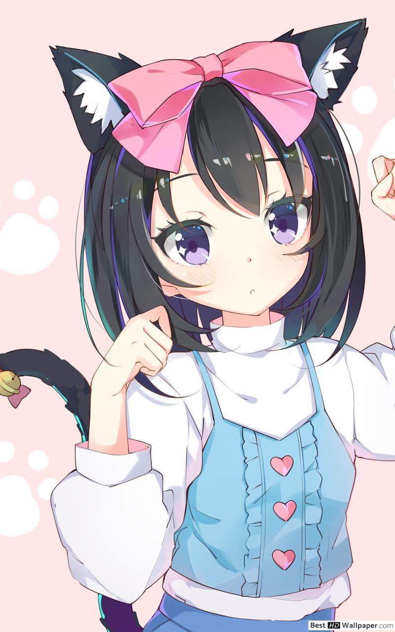 800x1280 Galaxy Anime Cat Girl Wallpaper