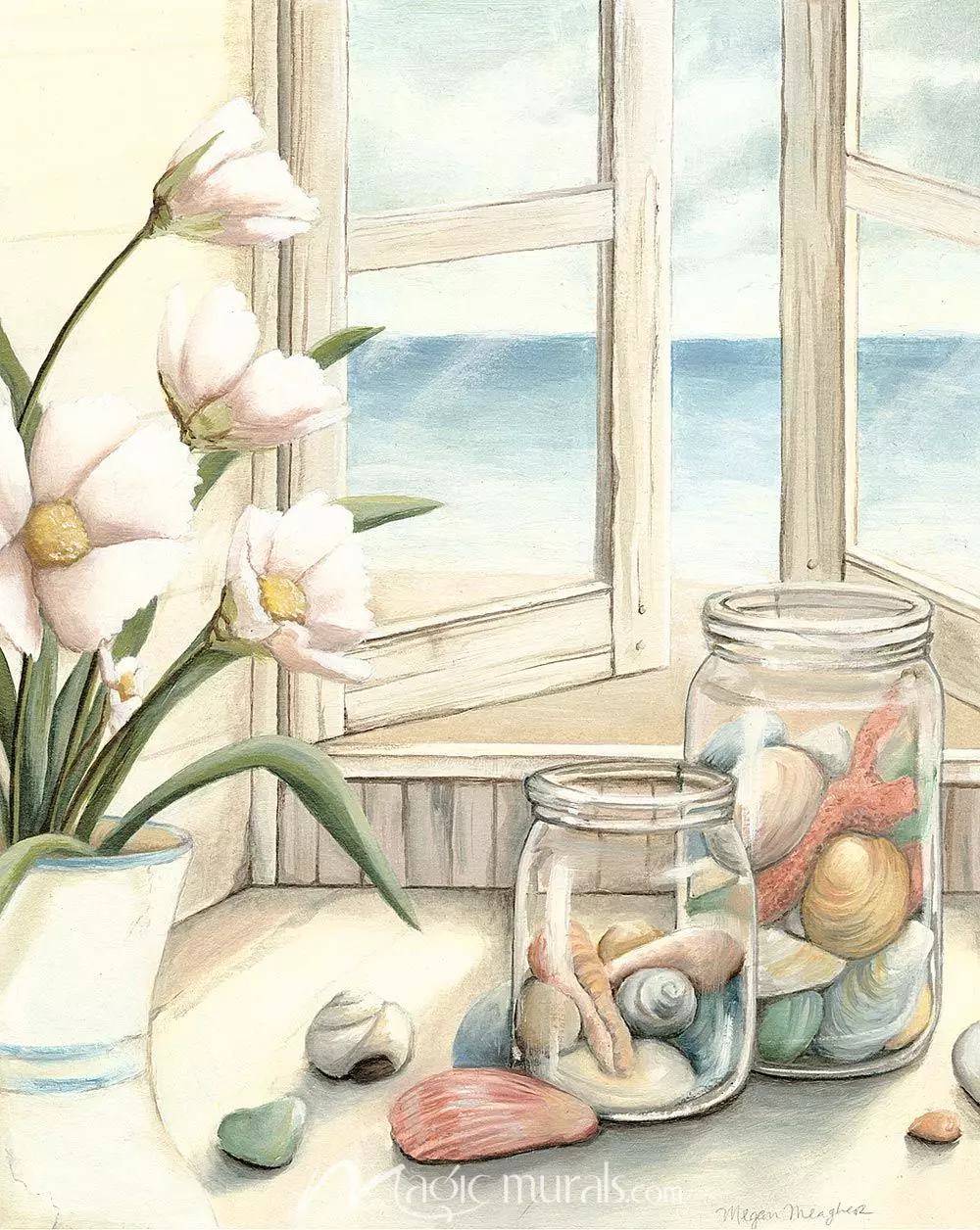 1000x1256 Beach House View I Wallpaper Wall Mural