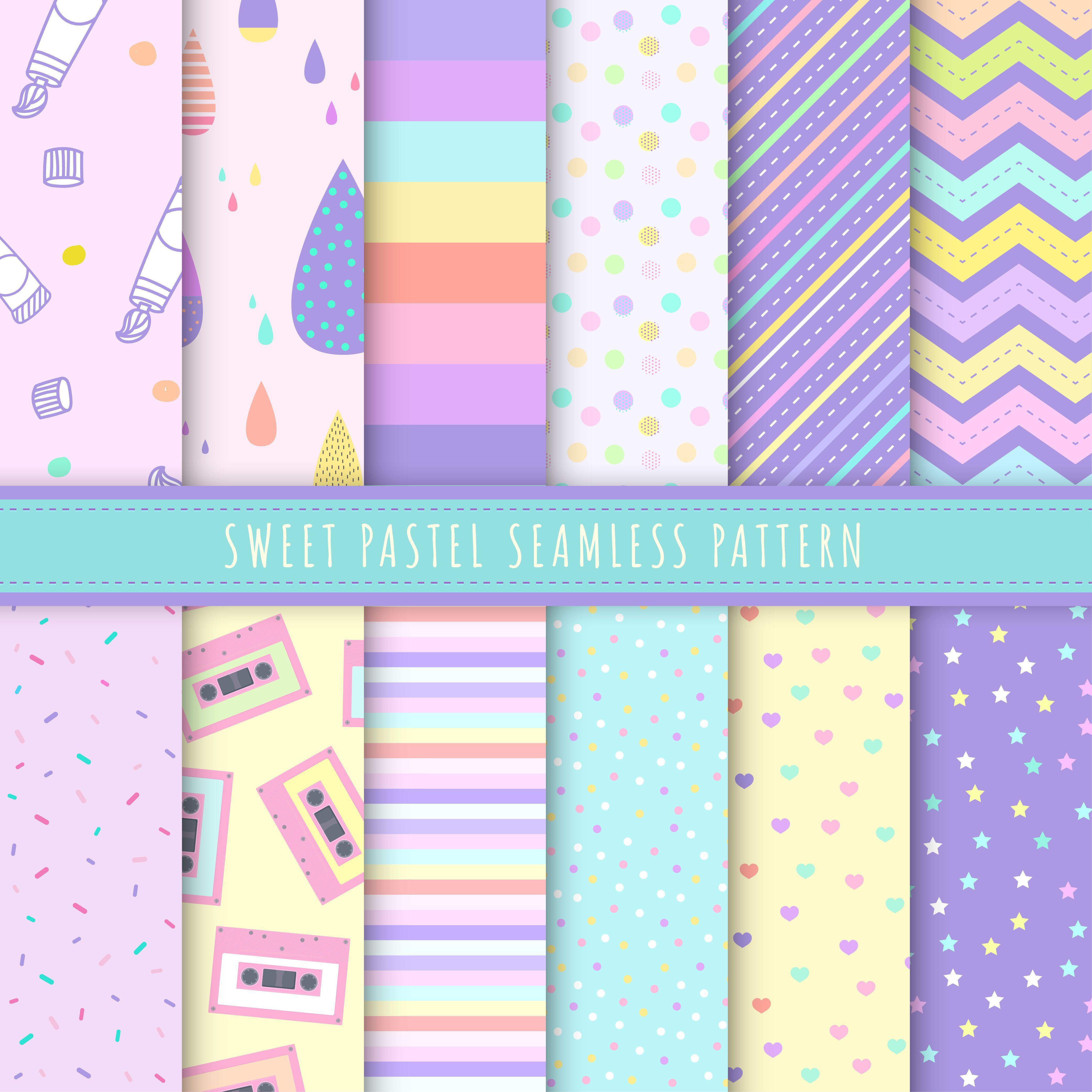 4167x4167 Sweet Pastel seamless pattern collection. Set of 12 colorful