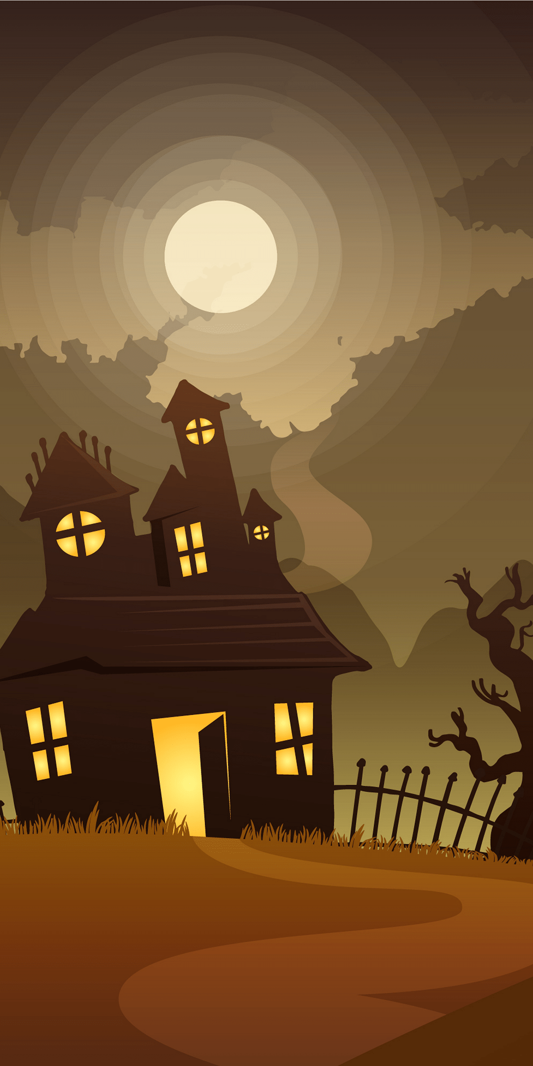 1080x2160 Wallpaper Illustration, Haunted House