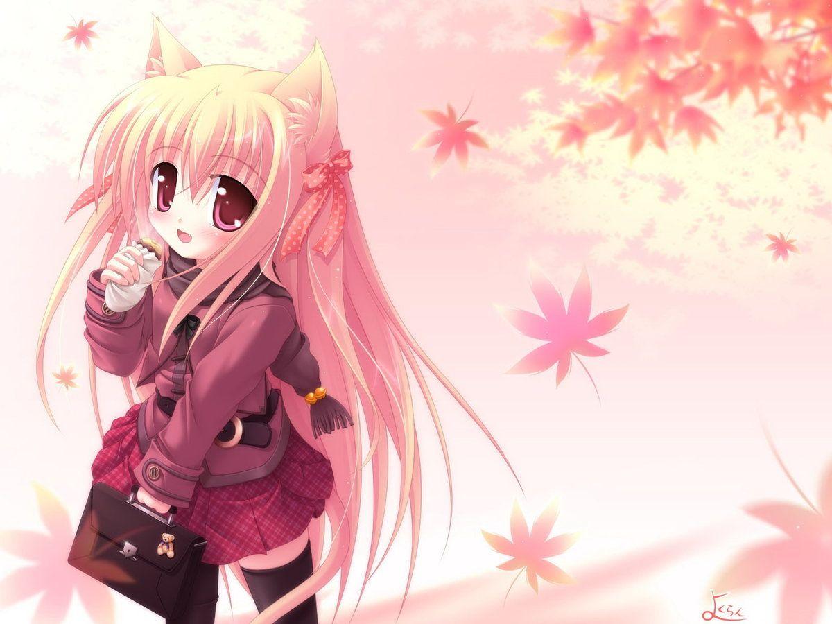 1200x900 Anime wallpaper long hair blush blonde hair teeth cat girl f