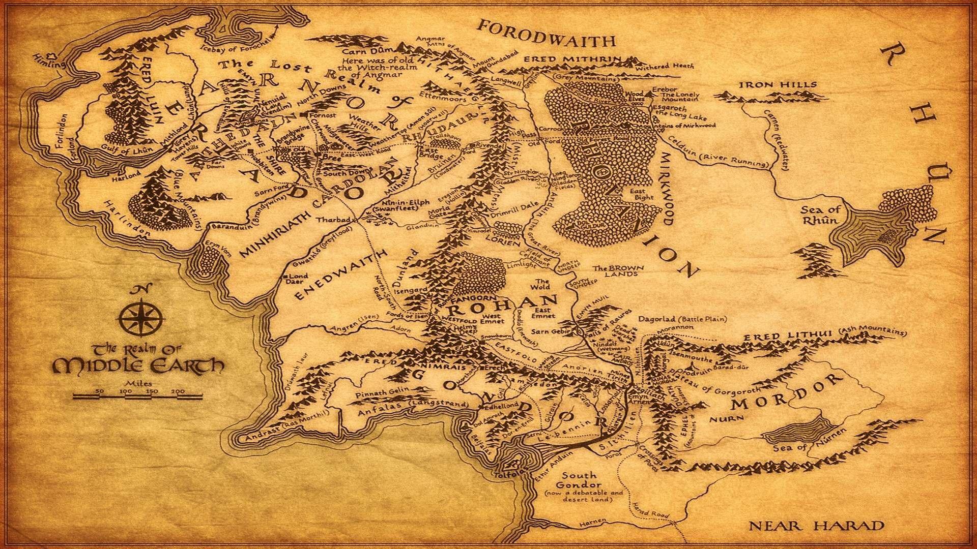 1920x1080 Middle Earth Map Wallpaper