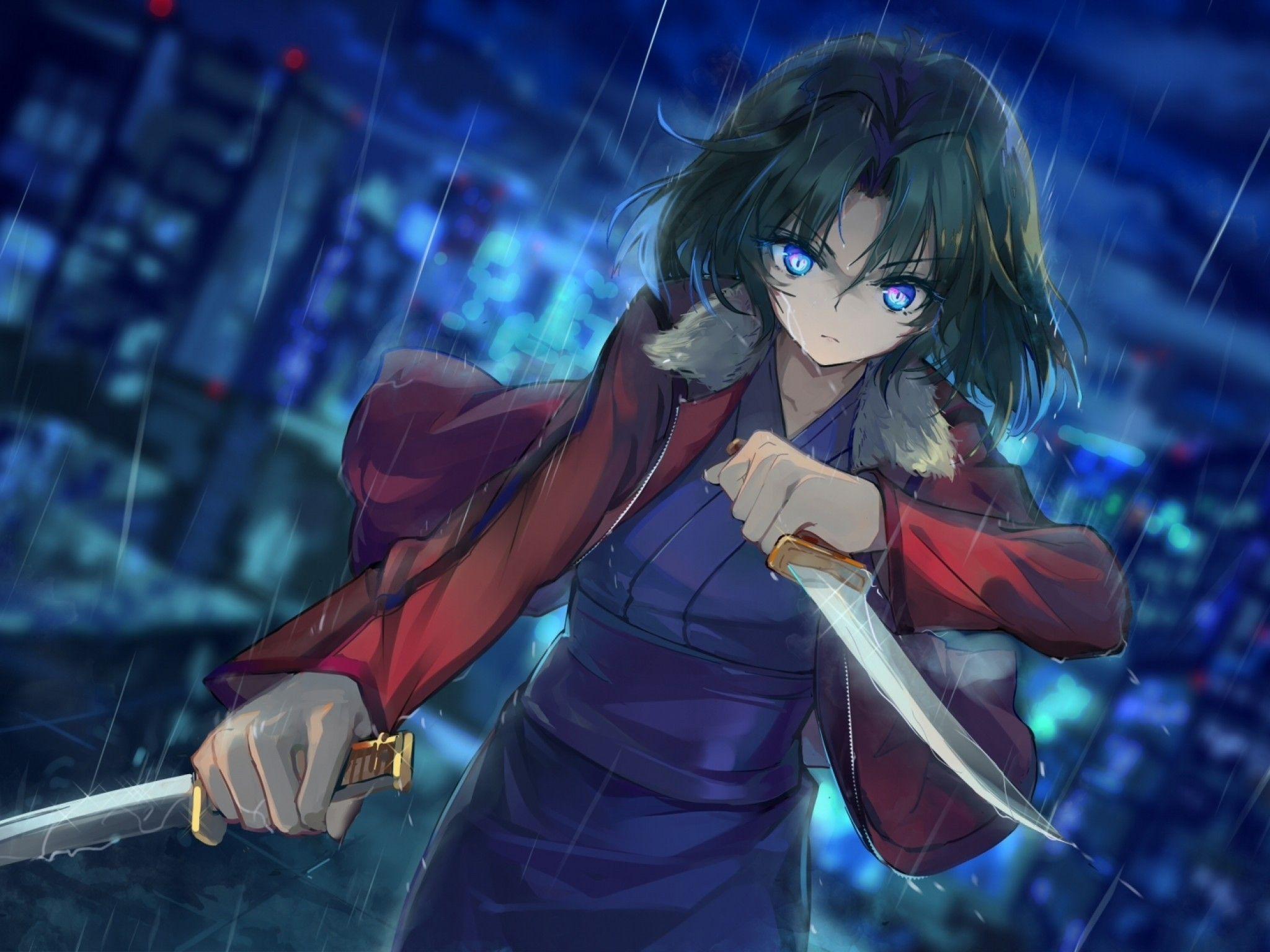 2048x1536 Download 2048x1536 Fate Grand Order, Ryougi Shiki, Raining