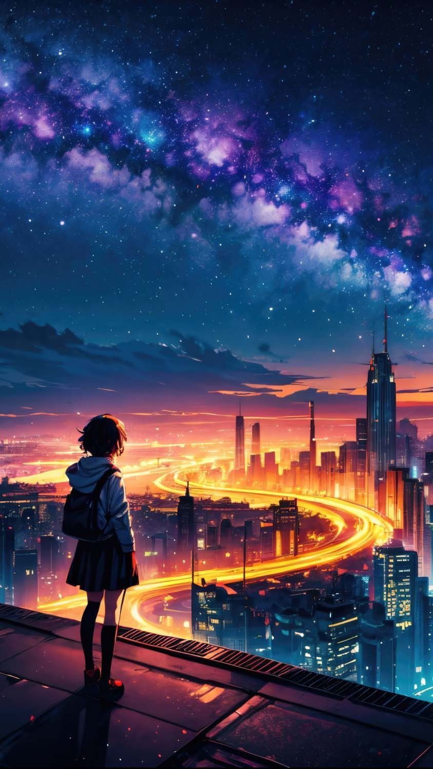 844x1500 Starry reverie anime scenery iPhone