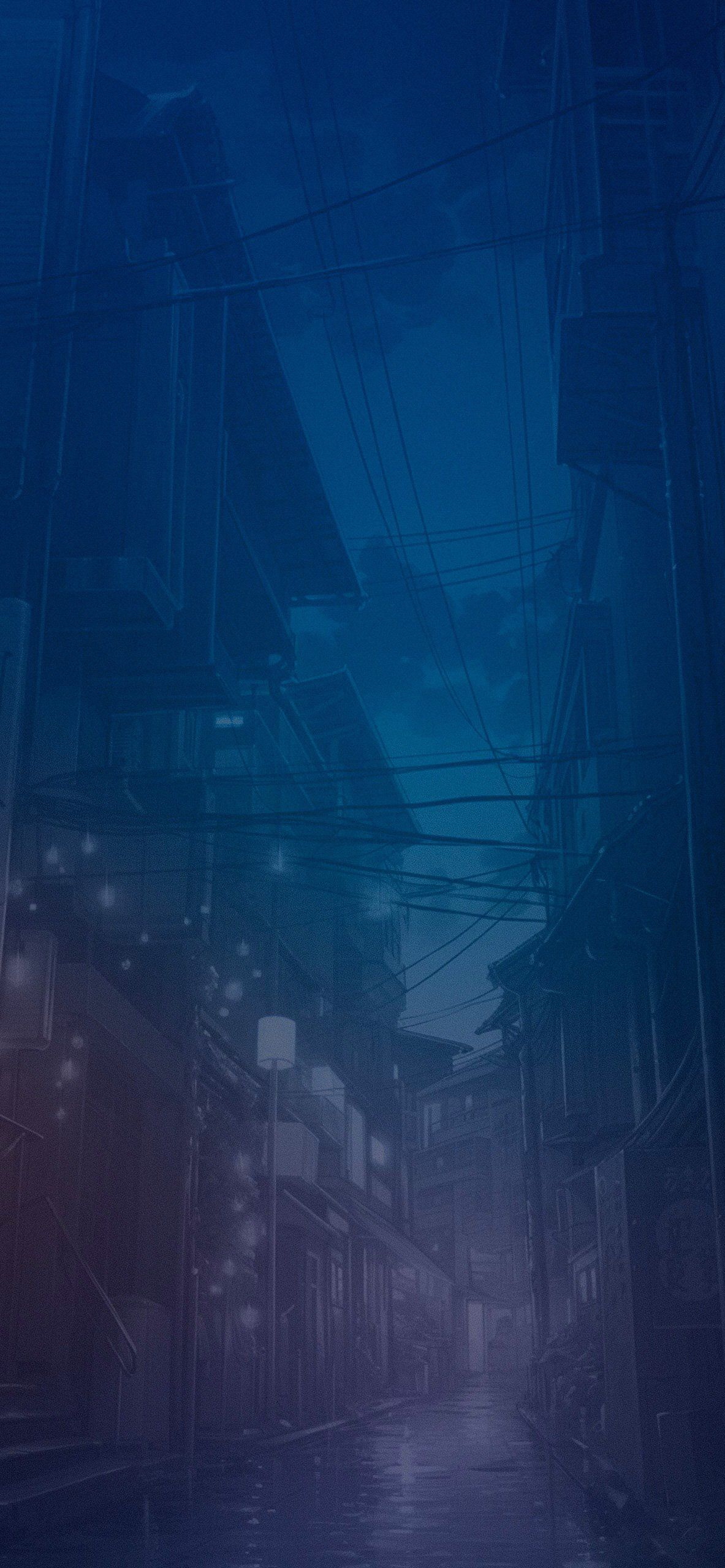 1183x2560 Night Alley Anime Background Wallpaper