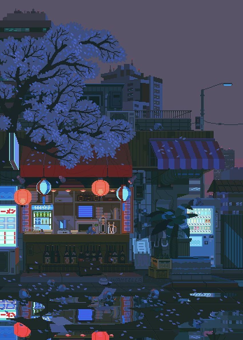 850x1186 Waneella on, aesthetic anime night city