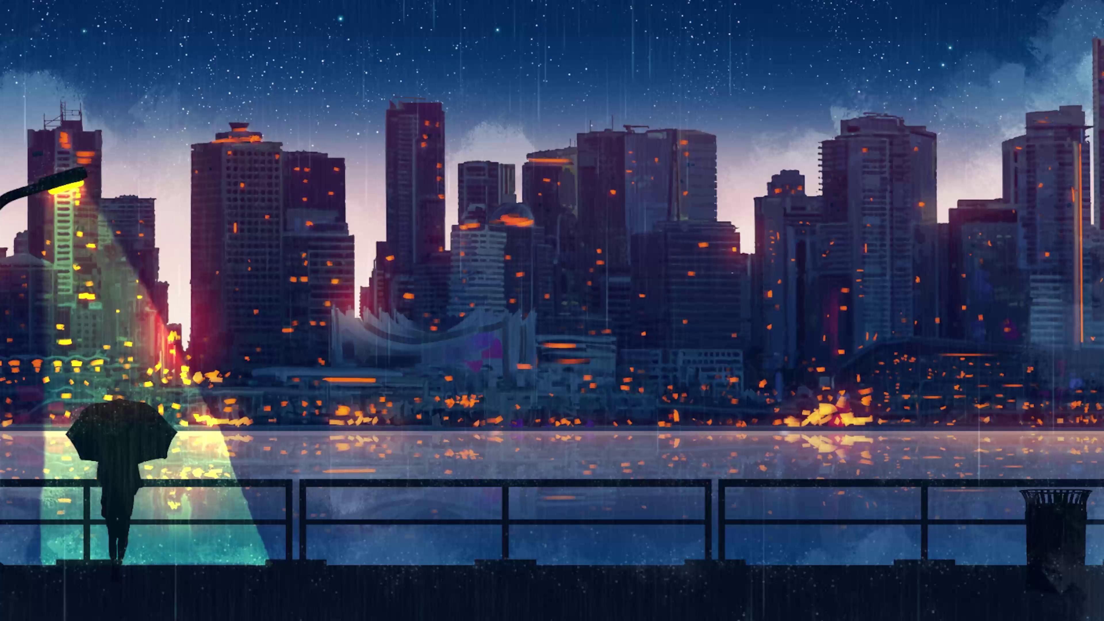 3840x2160 Rainy Night in City Live Wallpaper