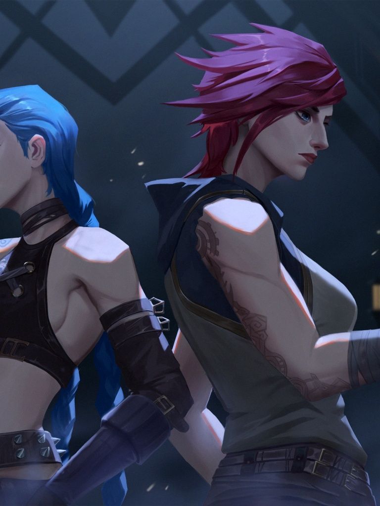 768x1024 Jinx Wallpaper 4K, Vi (LoL)