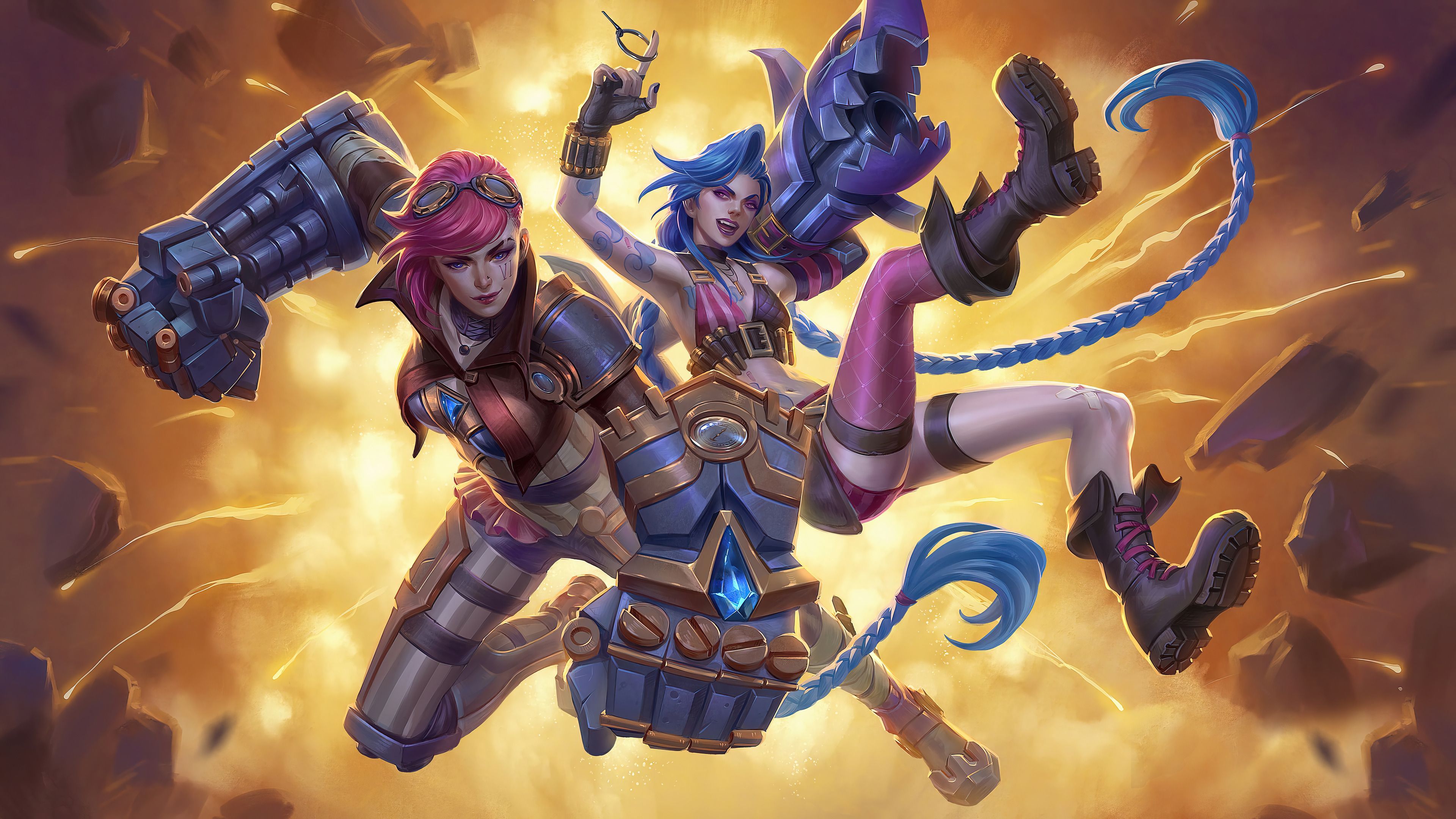 3840x2160 Vi and Jinx Wallpaper 4K PC Desktop e