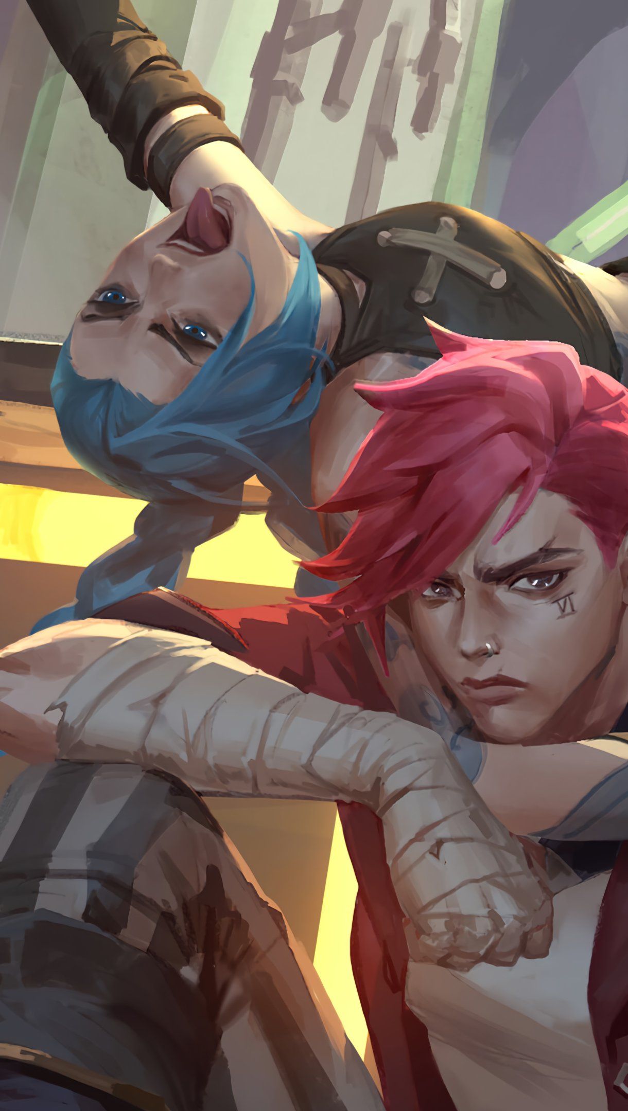 1220x2160 Jinx And Vi Wallpaper