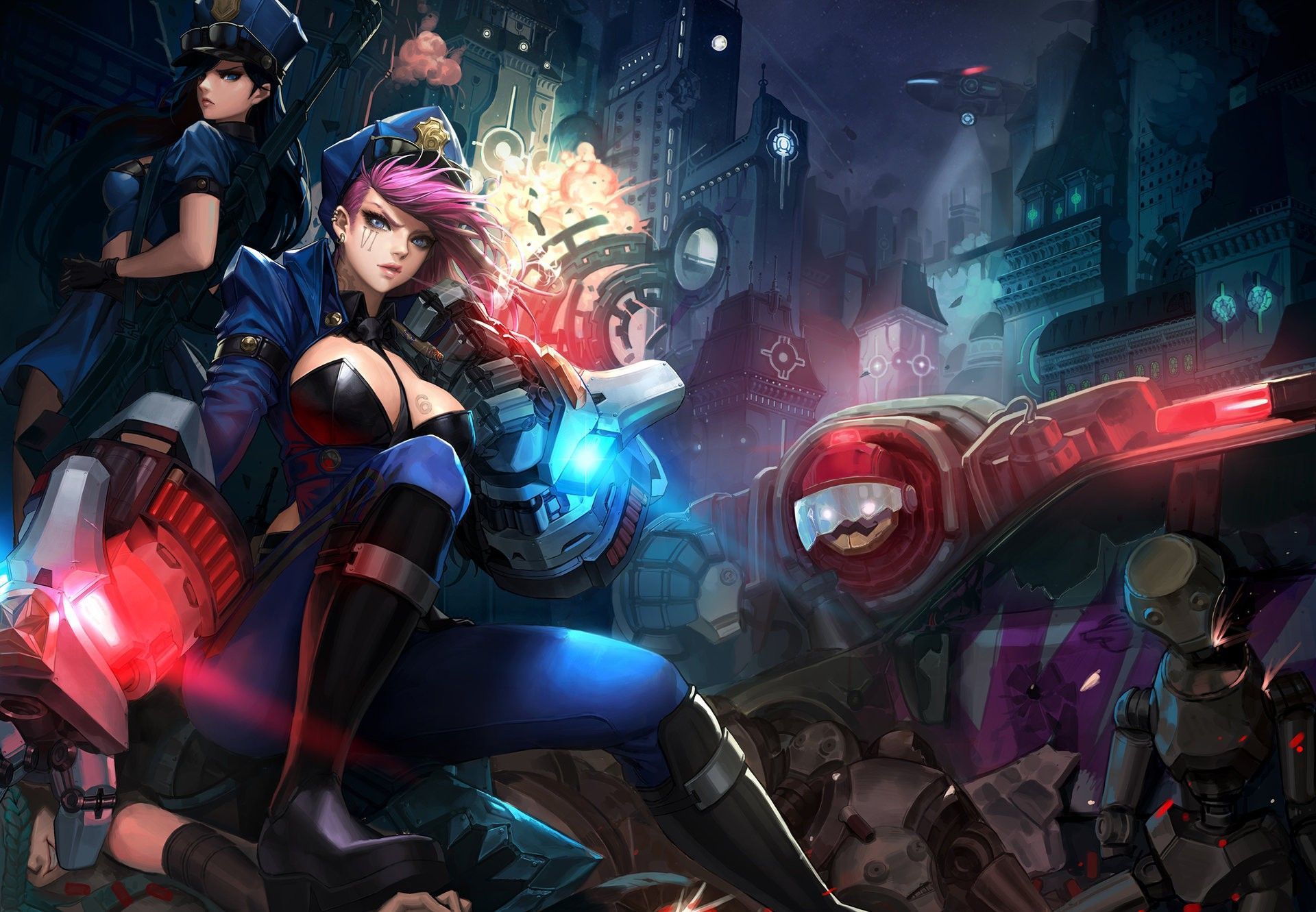 1920x1331 Jinx League of Legends, manga, Vi