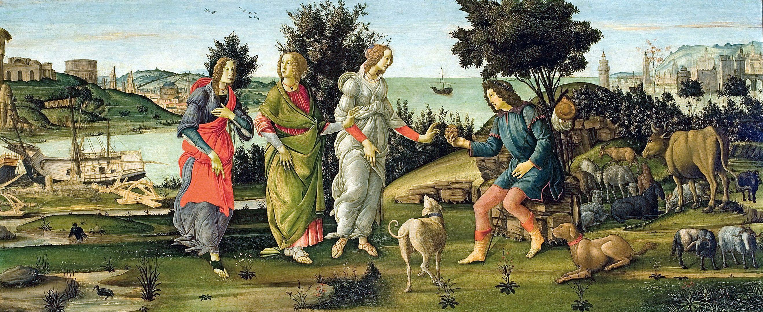 2637x1080 Picture Sandro Botticelli, Judgement of Paris Pictorial