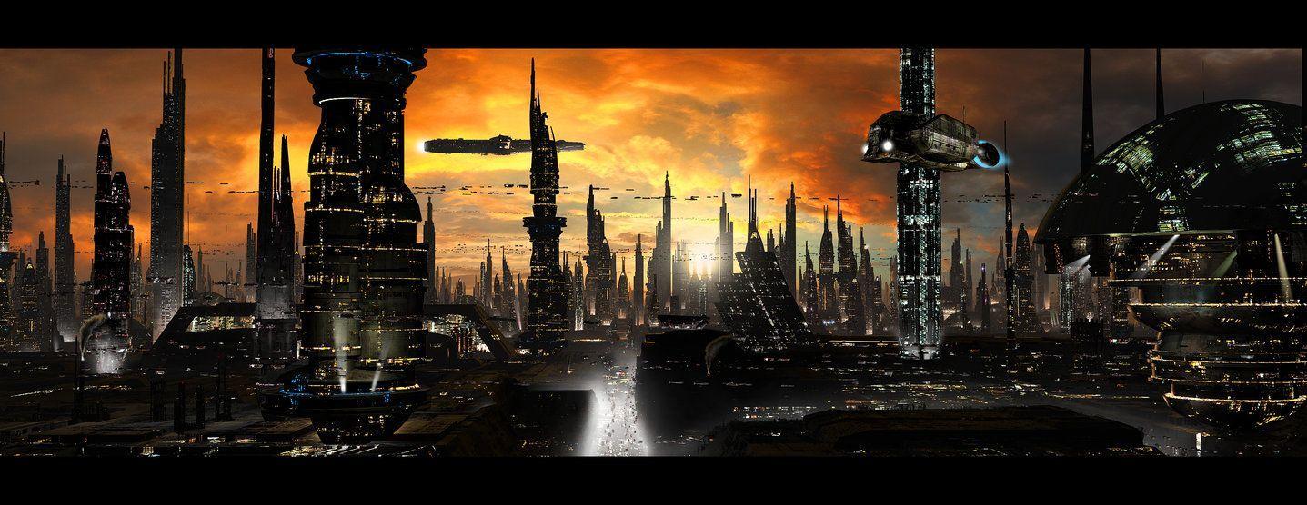 1437x556 Futuristic City by *rich35211. SciFi Art