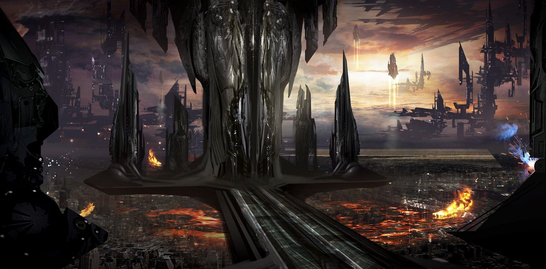 2191x1080 Desktop Image: Future City Wallpaper, Future City Wallpaper